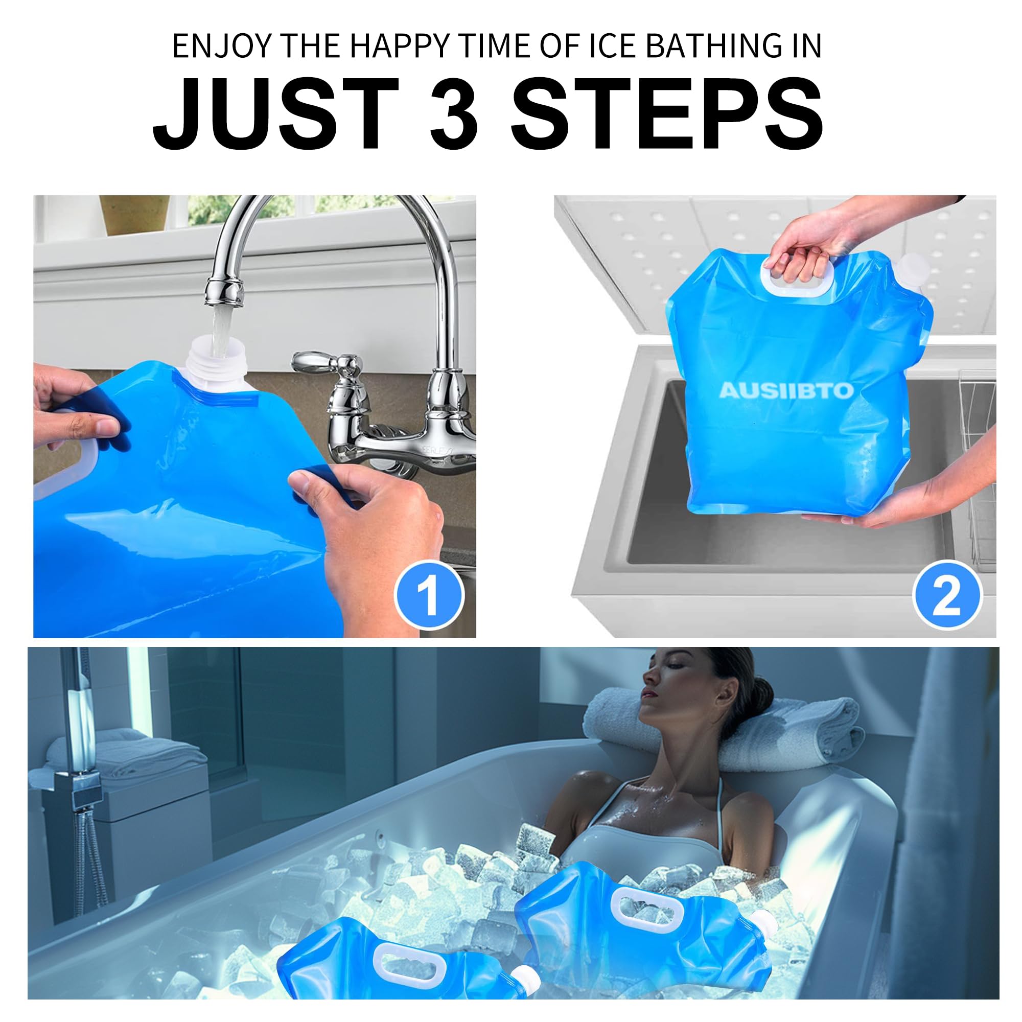 4 Pack 10L Ice Bath Bags for Cold Plunge Therapy - Portable Freezer Water Bathtub Bags for Athletes, Post-Workout Recovery & Muscle Pain Relief - Perfect for Home Gym, Sports Training & Physical Therapy (Model B)