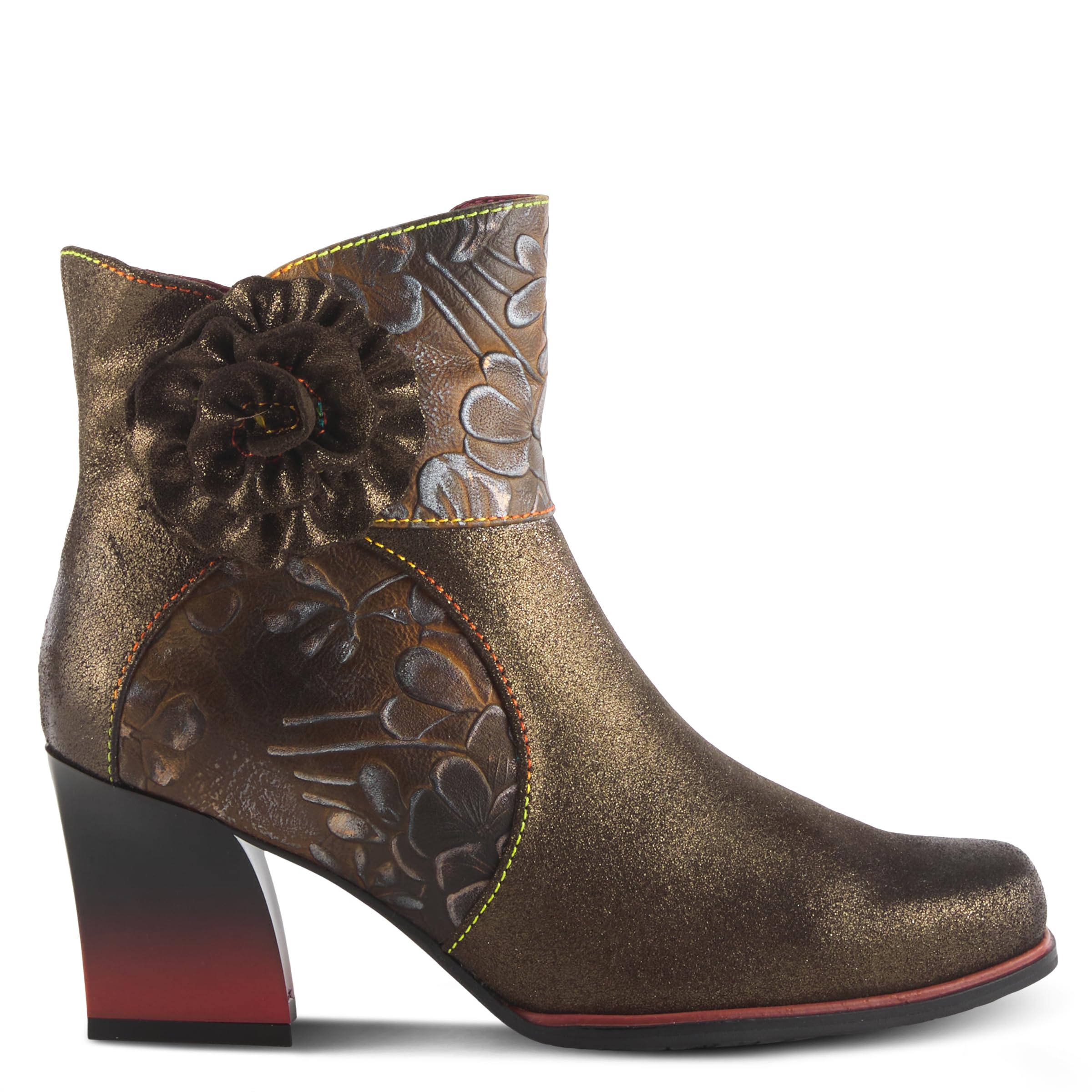 Spring Step L'Artiste Women's Zinna Fashion Booties with Floral Applique - Stylish Ankle Boots for Casual Outfits & Fall Wardrobe