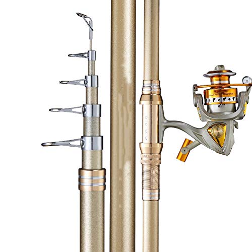 Carbon Fiber Telescopic Fishing Rod and Reel Combo Set - Lightweight Long Cast Saltwater Spinning Rod with Metal Reel for Beginners & Anglers | Perfect for Rock Fishing, Beach Casting & Sea Angling