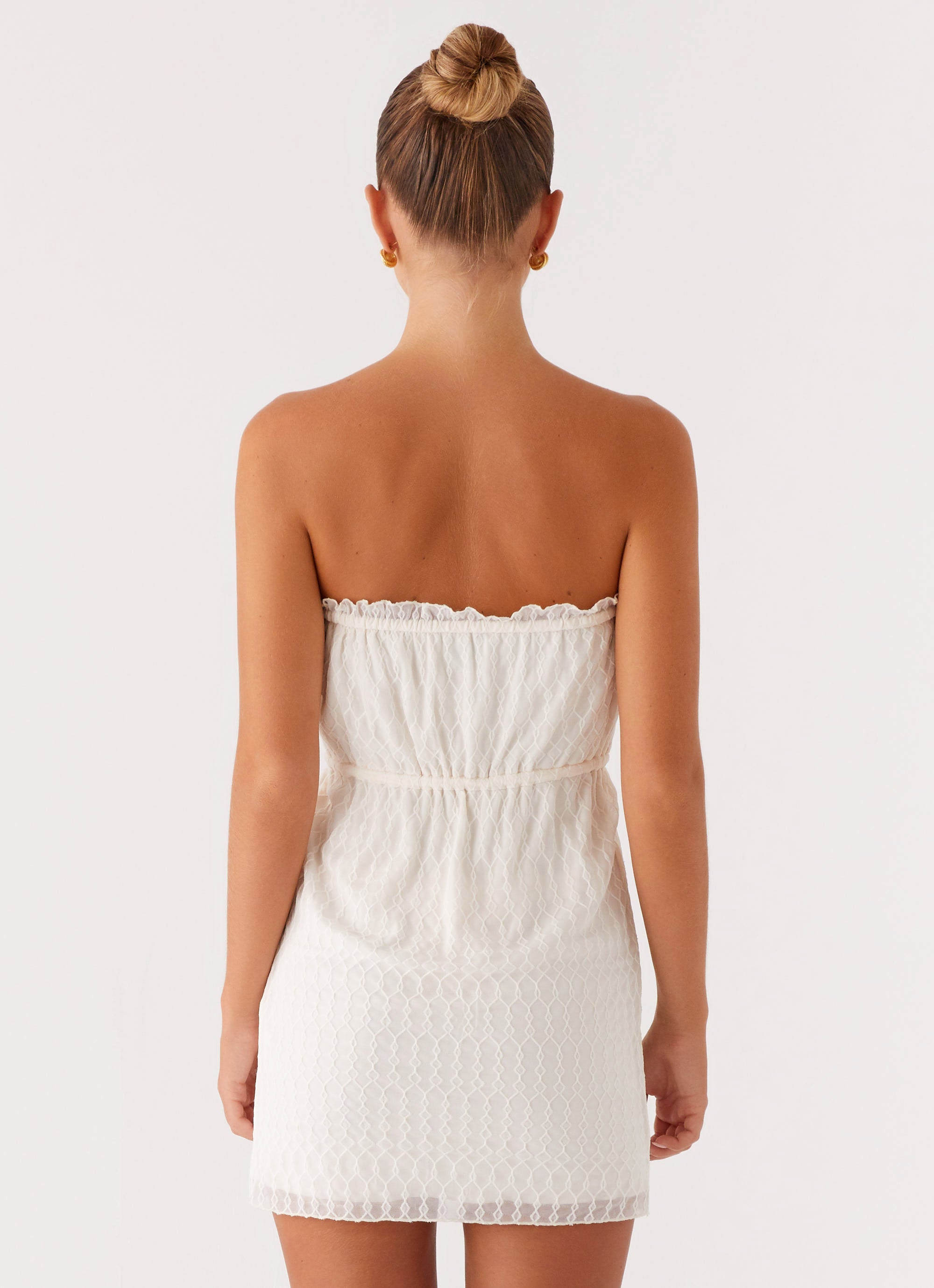 Alina Mini Dress Ivory - Elegant Short Sleeve Party Dress for Women, Perfect for Cocktail Parties, Weddings & Date Nights