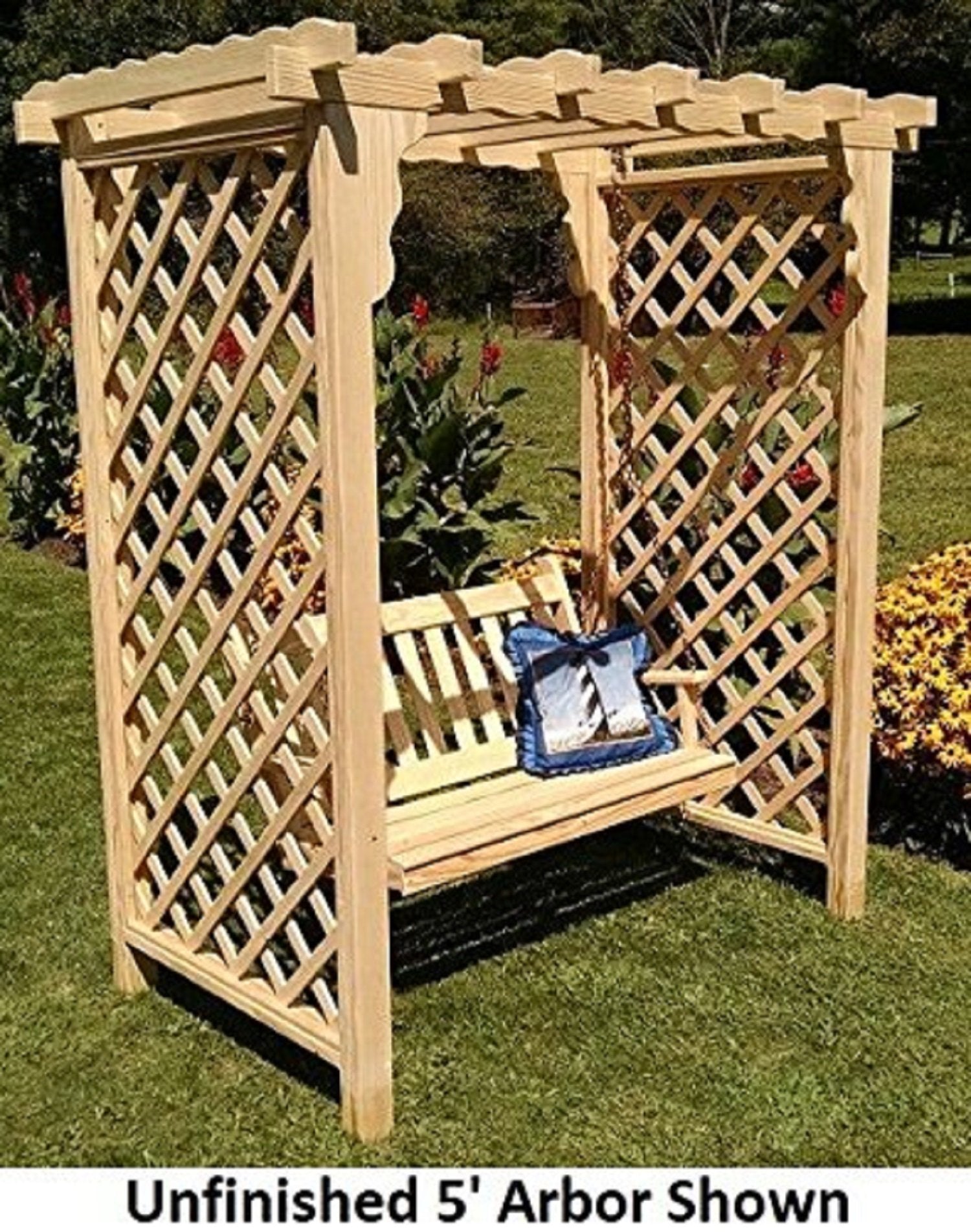 Amish Handcrafted Cedar Wood Covington Arbor & Swing - Rustic Garden Arbor with Bench Swing for Outdoor Patio, Backyard, and Wedding Decor