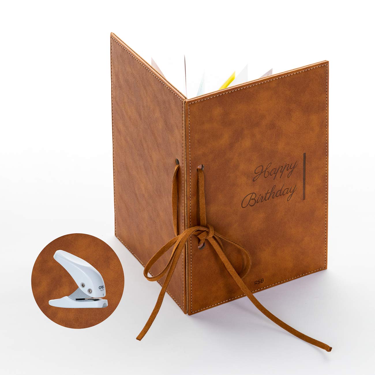 Premium Vegan Leather Greeting Card Organizer Kit - Birthday Card Binder, Book, Holder & Keeper | Preserve Memories Forever | Perfect for Home Organization, Gift Giving & Memory Scrapbooking