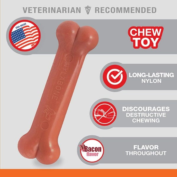 Nylabone DuraChew Bacon Flavored Dog Chew Toy - Long-Lasting Dental Chew for Medium to Large Dogs - Perfect for Aggressive Chewers & Teething Puppies