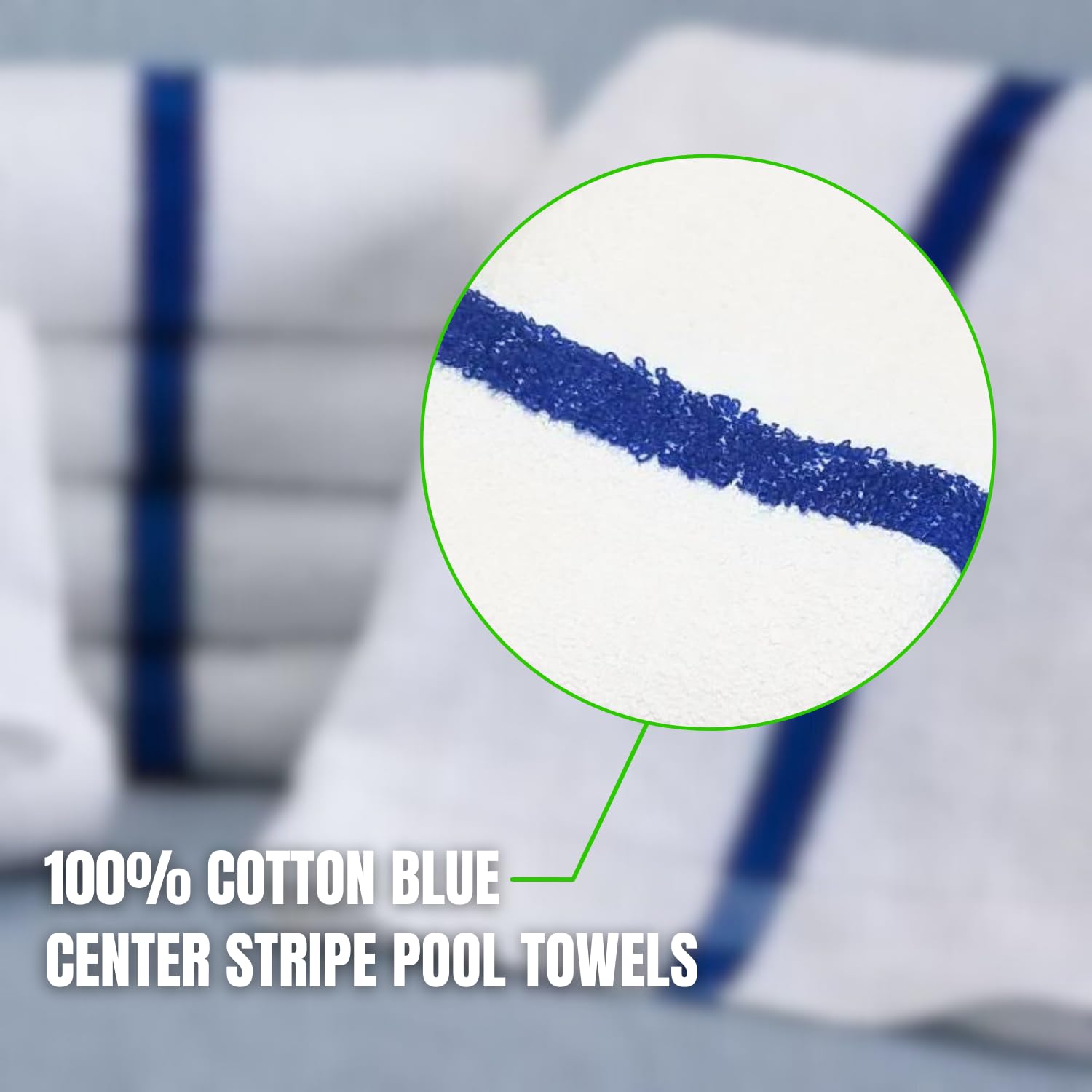 Premium 24x48 Inch Soft Poolside Towels - Extra Large Super Absorbent Bath Towels in White & Blue Stripe | 100% Cotton for Home, Pool, Spa, Gym, Hotel Use | Perfect for Swimming, Beach, Yoga & Relaxation