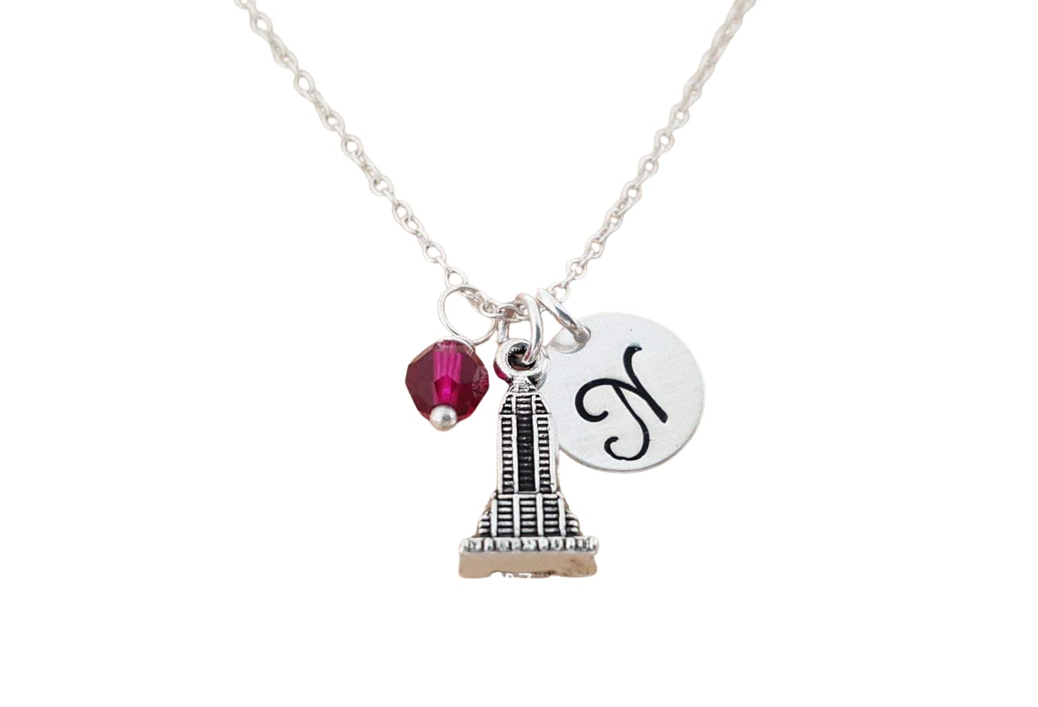 Empire State Building Charm Necklace - Personalized Sterling Silver Pendant for Women | NYC Skyline Jewelry Gift for Her | Anniversary, Birthday & Travel Souvenir