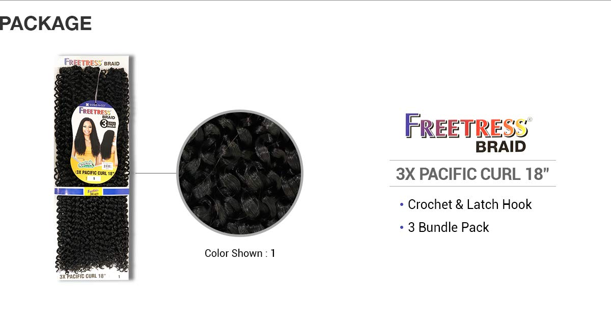 FreeTress Crochet Braids 3X Pacific Curl 18
