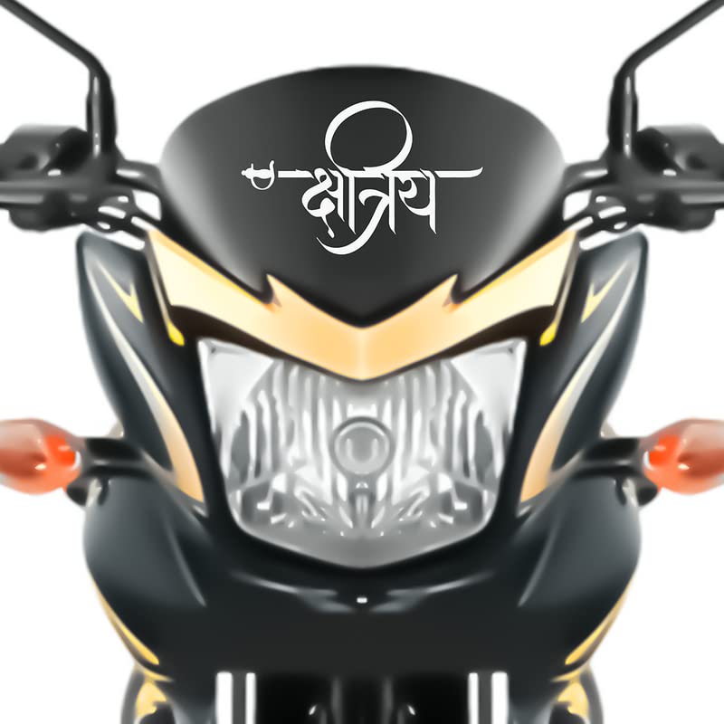 Kshatriya Bike Sticker for Motorcycles & Scooters - Premium White Vinyl Decal (6x6 Inch) - Perfect for Racing Bikes, Sports Bikes & Commuter Scooters - Enhance Your Ride's Style