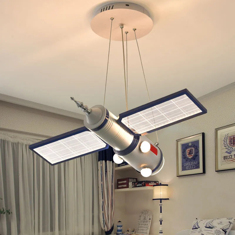 Astronaut Satellite Ceiling Light - Space-Themed Kids Room Decor for Bedroom & Nursery - Perfect for Boys' Bedroom, Playroom and Space Enthusiasts