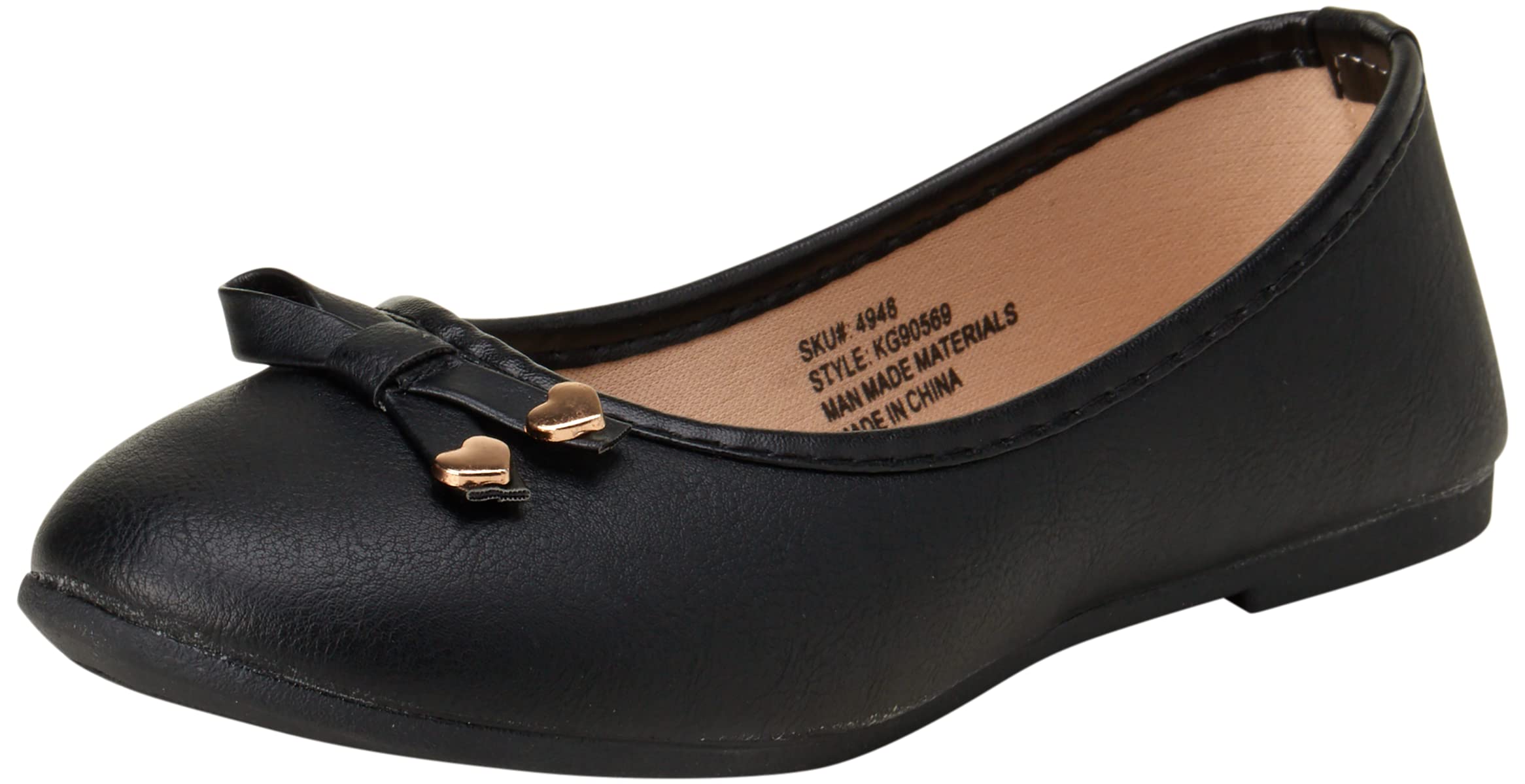 Classic Leatherette Ballet Flats with Sparkling Glitter Bow - Comfortable Toddler & Girl Shoes for School, Parties & Special Occasions