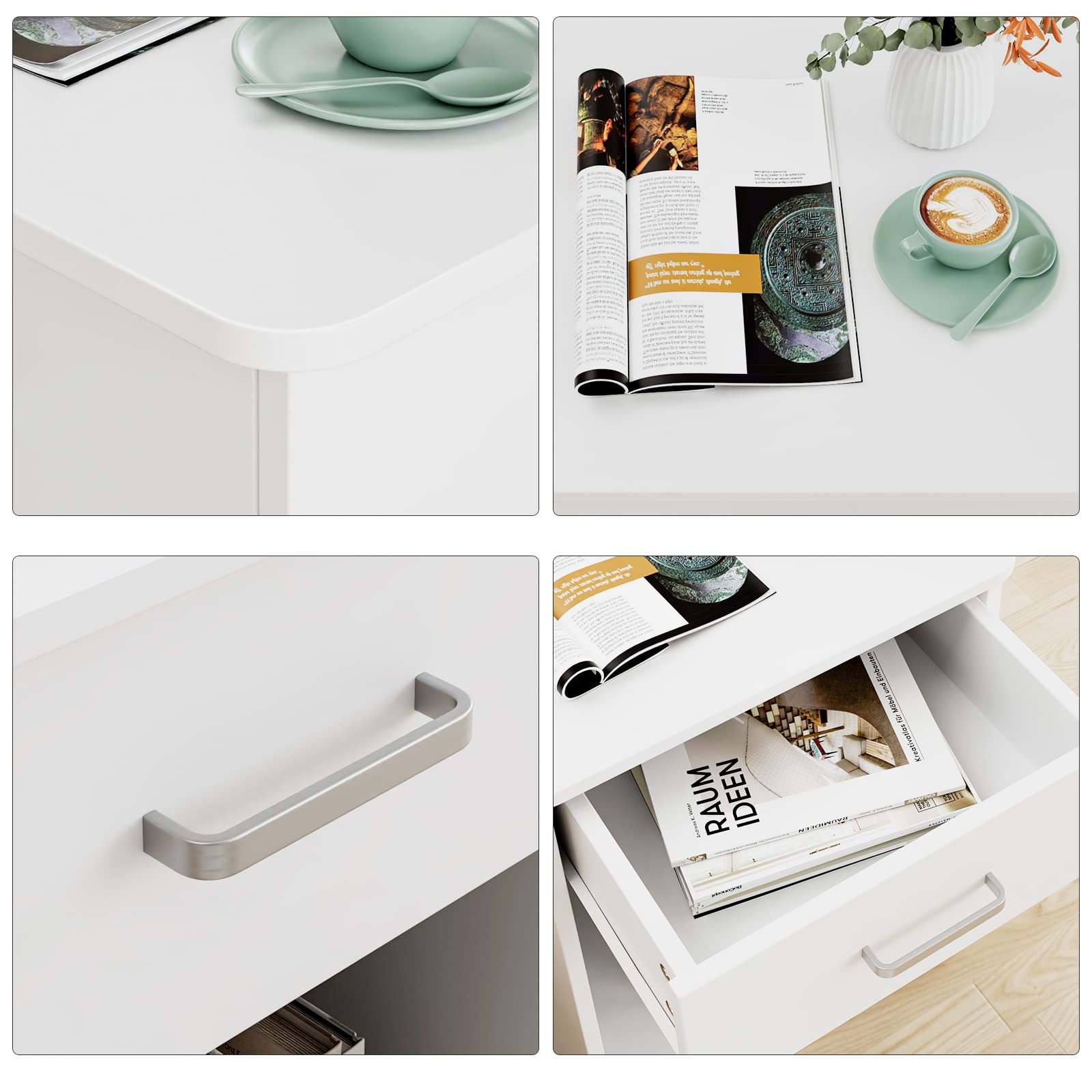 Modern 2-Tier Nightstand with Drawer & Storage Shelf - White Bedside Table for Bedroom, Home Office, Living Room | Space-Saving End Table with Functional Storage for Small Spaces