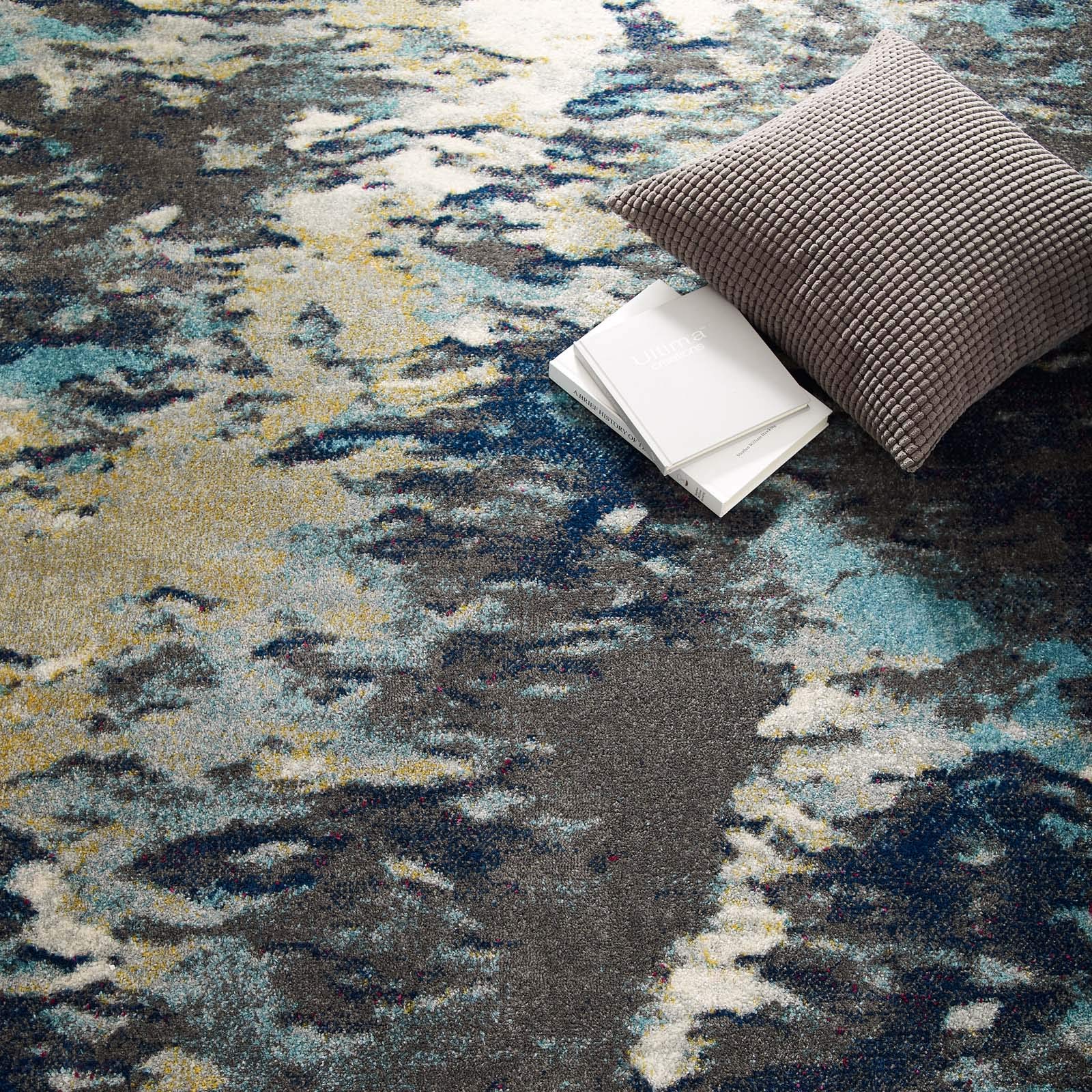 Modern Contemporary Urban Design Blue Area Rug - Soft Fabric Living Room Carpet for Lounge, Hallway Runner - Perfect for Home Decor, Bedroom, Office & Dorm