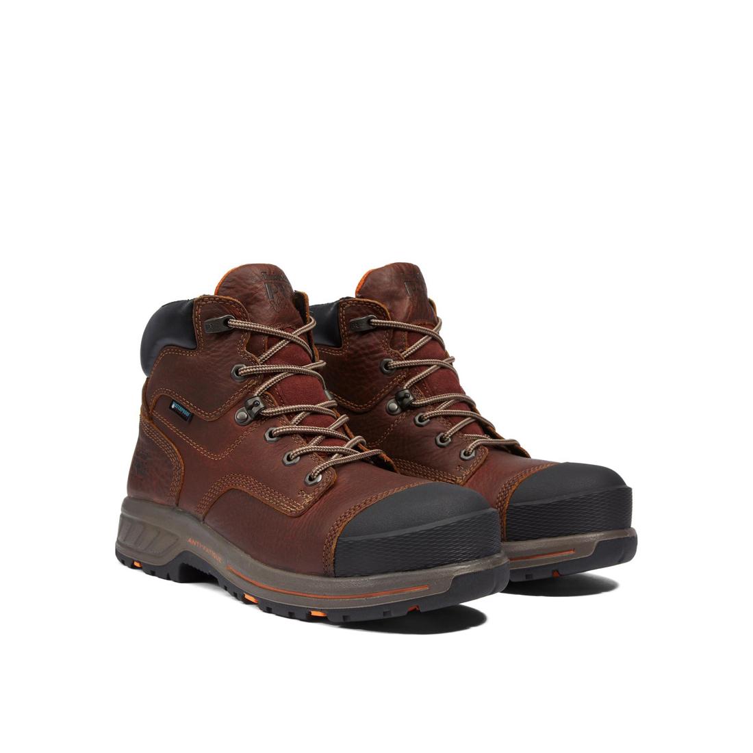 Helix HD 6 Inch Composite Toe Work Boots for Men - Safety Shoes with Slip Resistant & Electrical Hazard Protection - Comfortable Work Boots for Construction, Warehouse & Outdoor Jobs (Mahogany)