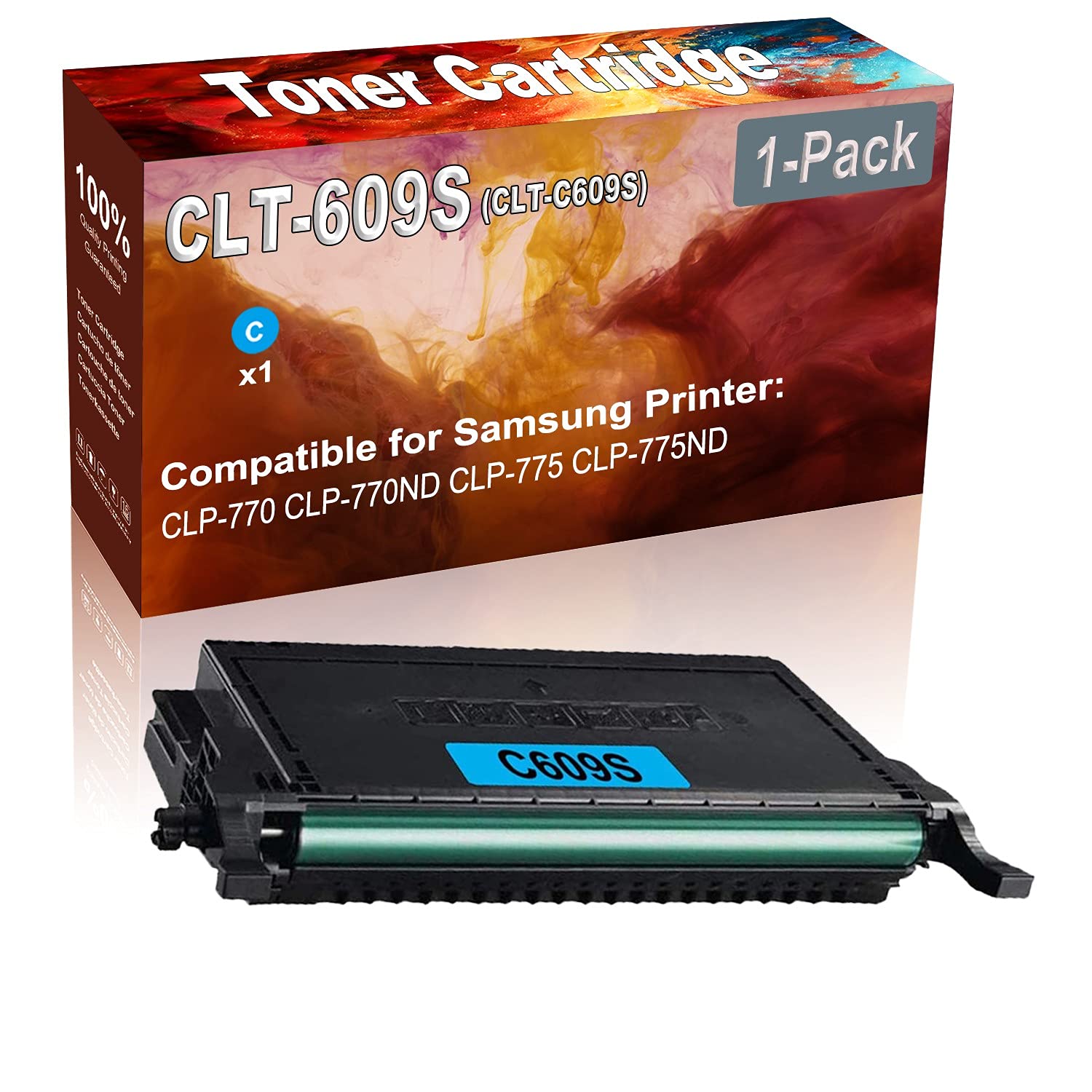 1-Pack Cyan High Capacity Replacement Laser Toner Cartridge for Samsung CLP-770/CLP-770ND Printers - Compatible with CLT-609S (CLT-C609S) - Perfect for Office Printing & Document Reproduction
