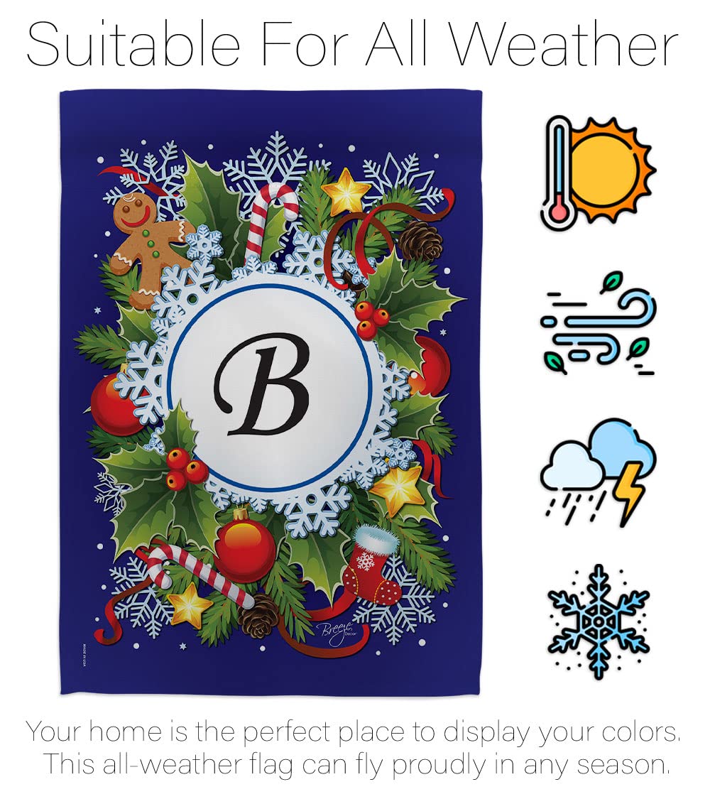B Initial Winter Wonderland House Flag Set 28x40 - Holiday Home Decor