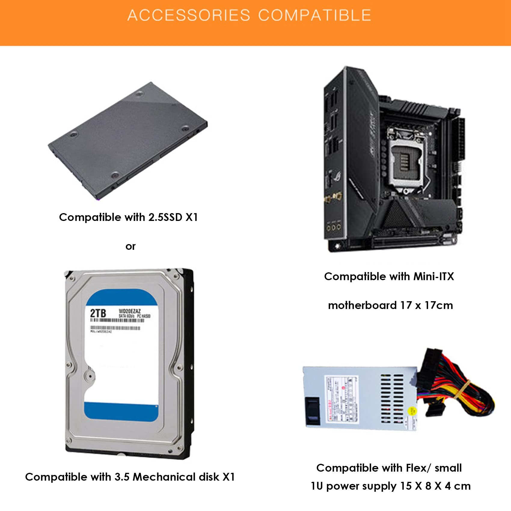 Lodokdre A09 Mini ITX PC Case - Compact Gaming Computer Chassis with USB 2.0 Ports, Black Desktop Case for Home & Office Use | Perfect for Small Form Factor Builds, HTPC Setups & Space-Saving Workstations