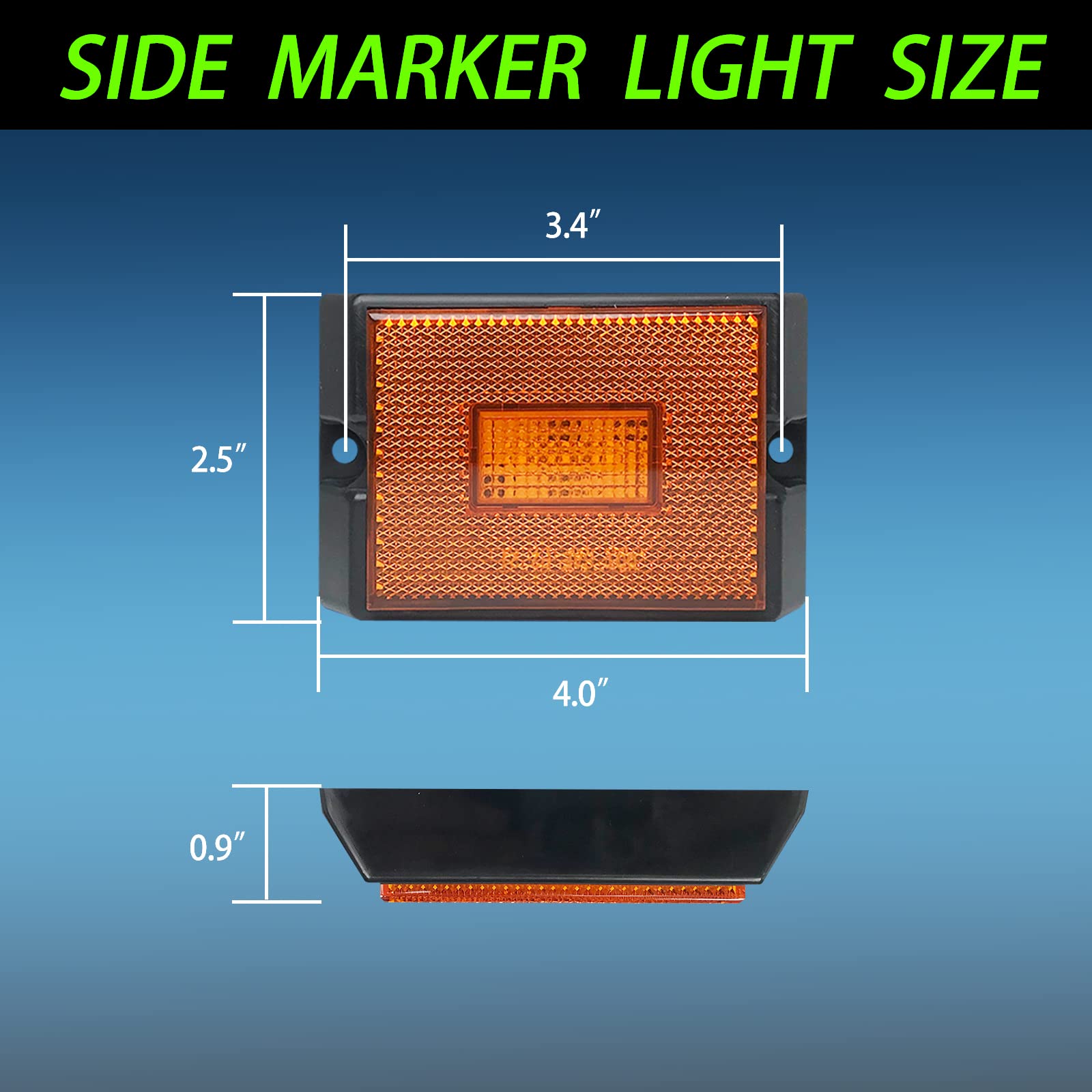 Dot Approved LED Trailer Marker Lights - Amber Rectangular Side Clearance & Running Lights for Utility Trailers (2-Pack) | Heavy-Duty Waterproof Design for Trucking, RV & Commercial Vehicle Safety
