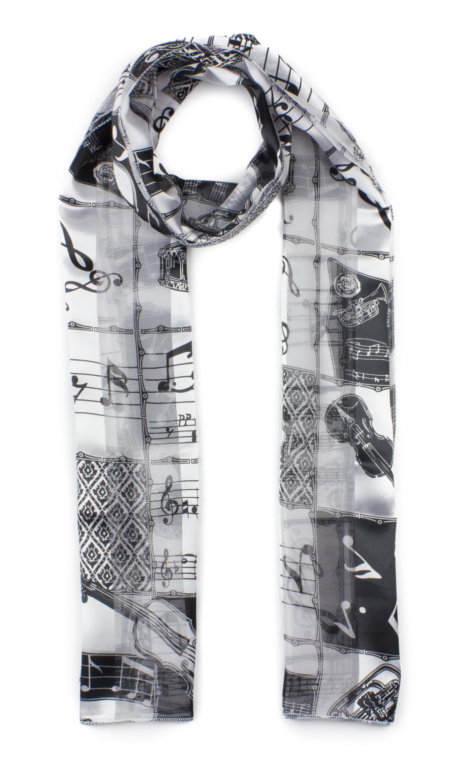 Mytoptrendz® - Lightweight Soft Silky Music Note Printed Scarf for Women - Fashionable Neck Wrap in Various Colors - Perfect for Concerts, Gifts, and Everyday Style