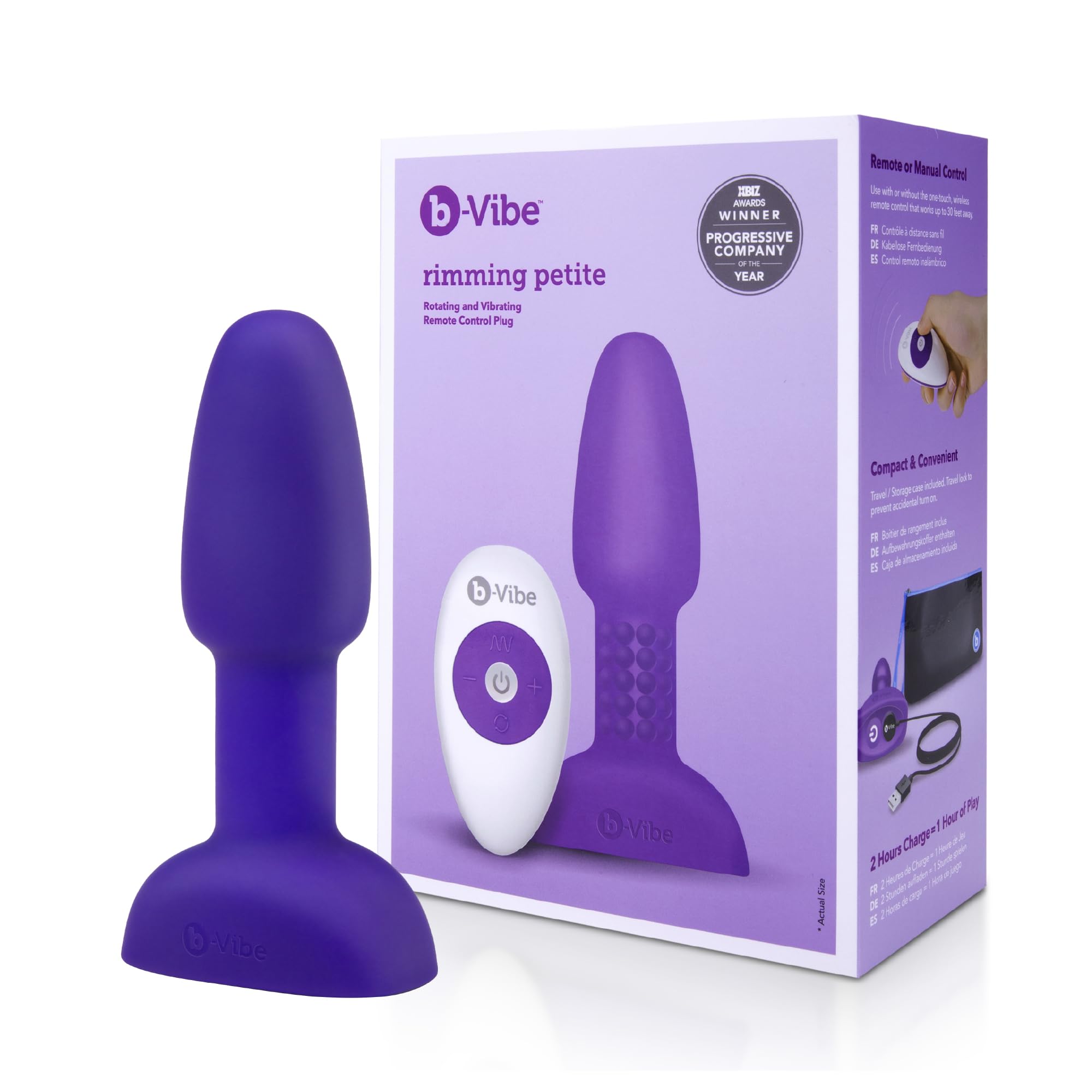 b-Vibe Petite Rimming Remote Control Anal Plug - Purple Adult Sex Toy for Couples, Anal Training & Pleasure | Perfect for Long Distance Play, BDSM & Sensual Exploration