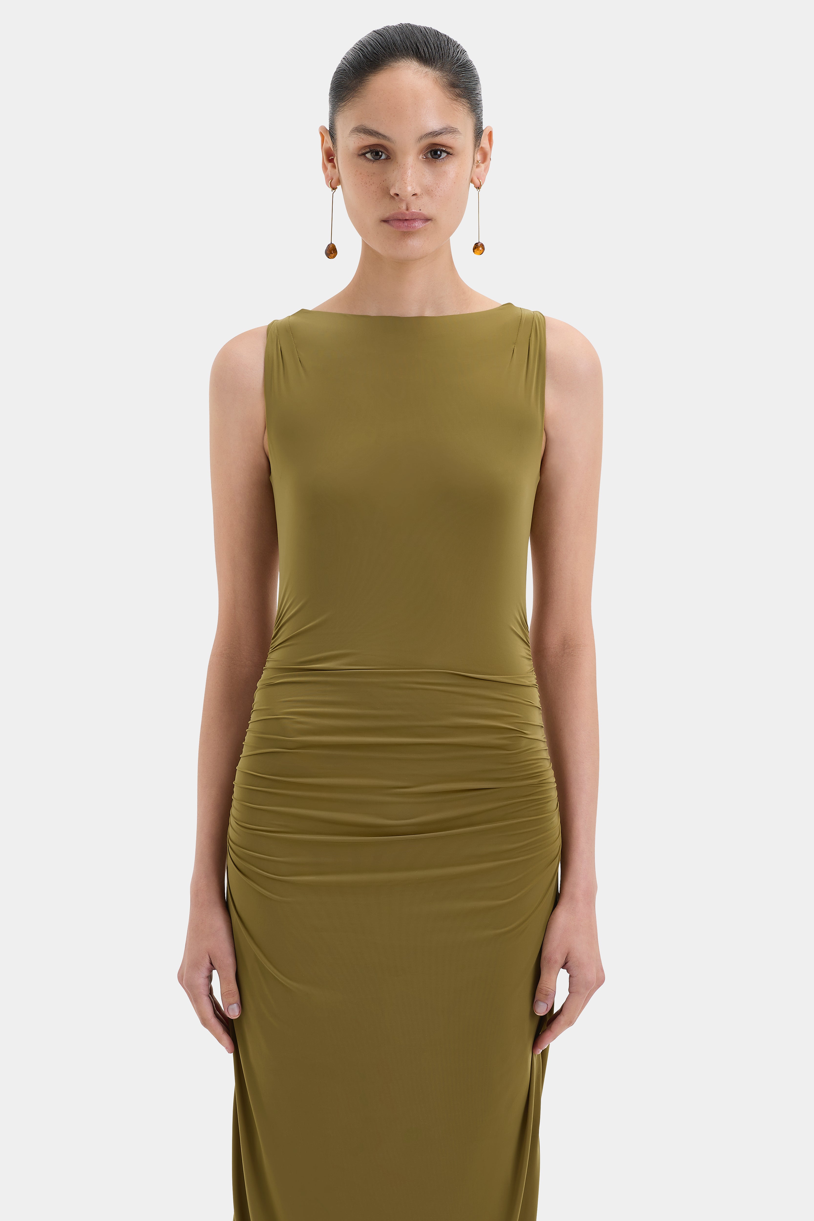 Cascina Twist Midi Dress for Women | Flowy Summer Dress with Twist Detail | Perfect for Beach Vacations, Date Nights & Brunch Outings