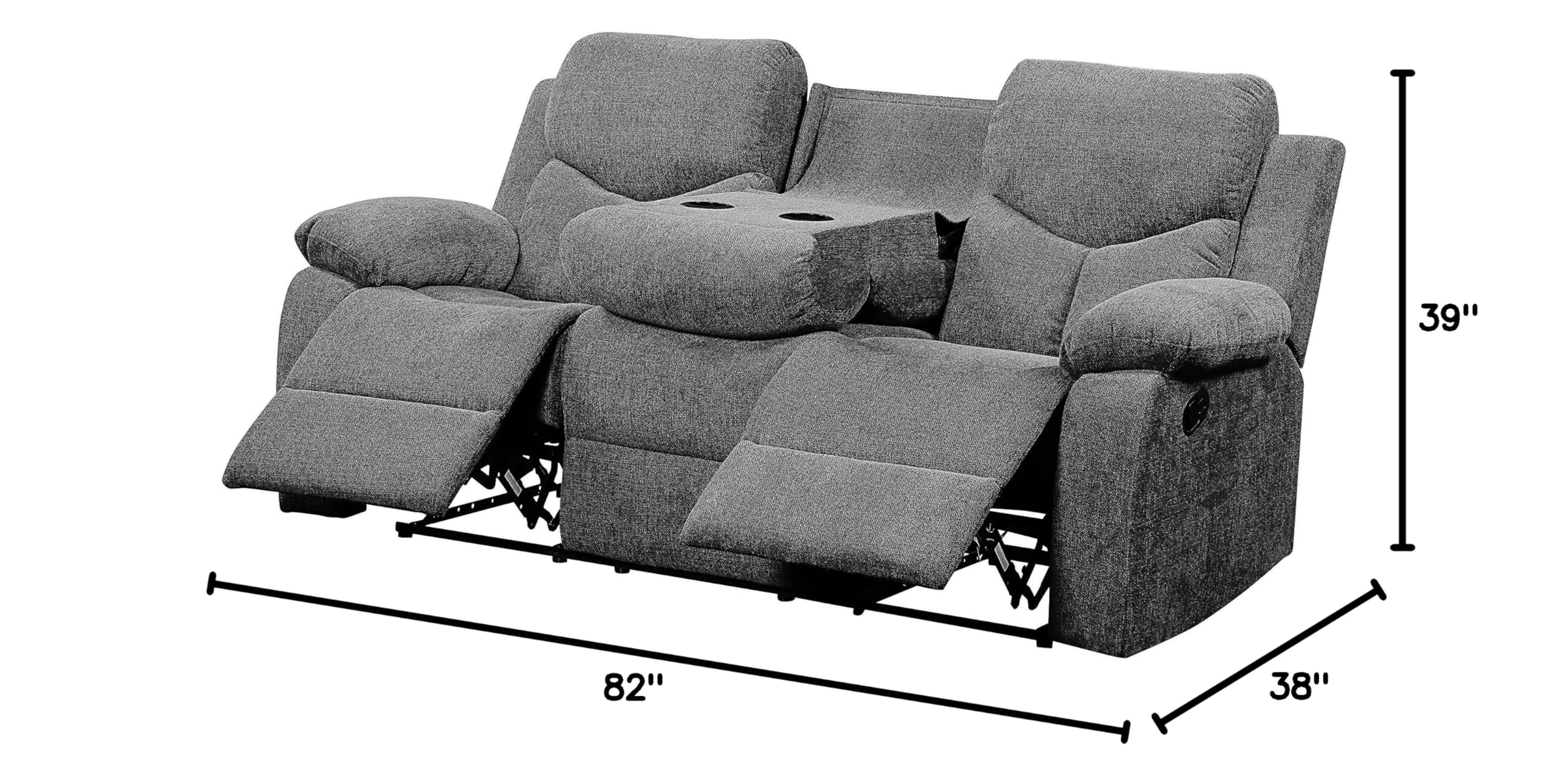 ACME Furniture Kalen Modern Sofa Set - Gray Fabric Couch for Living Room, Lounge & Home Decor