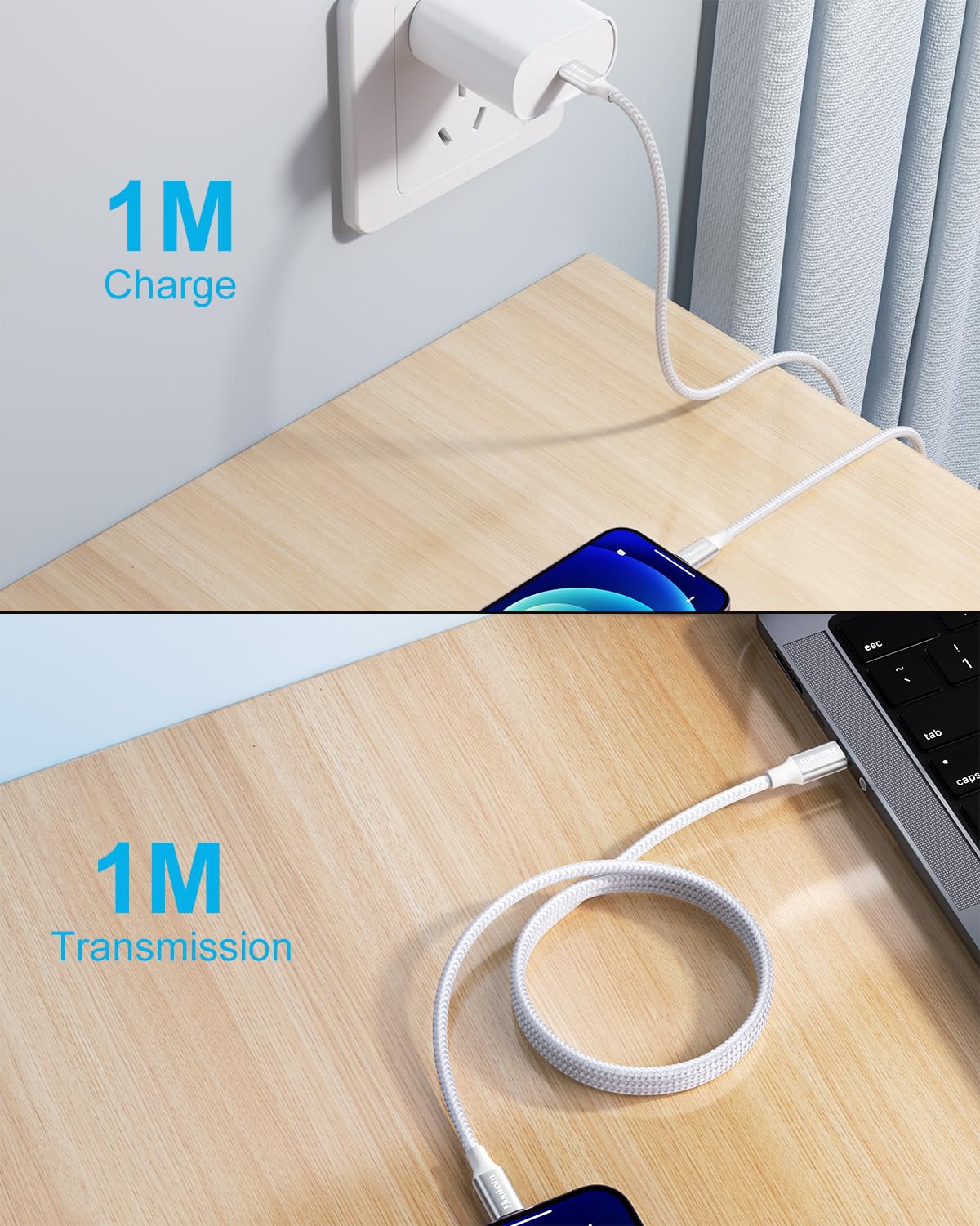 USB C to USB C Cable 3ft 2-Pack - Fast Charging Type C Cable for iPhone 16/15, iPad Air, Samsung Galaxy & Google Pixel - Perfect for Home, Office & Travel Charging