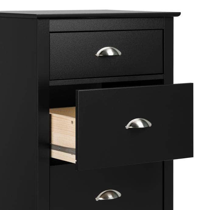 Yaletown 5-Drawer Tall Dresser Chest - White, Black & Gray - Perfect for Bedroom, Closet & Nursery Organization