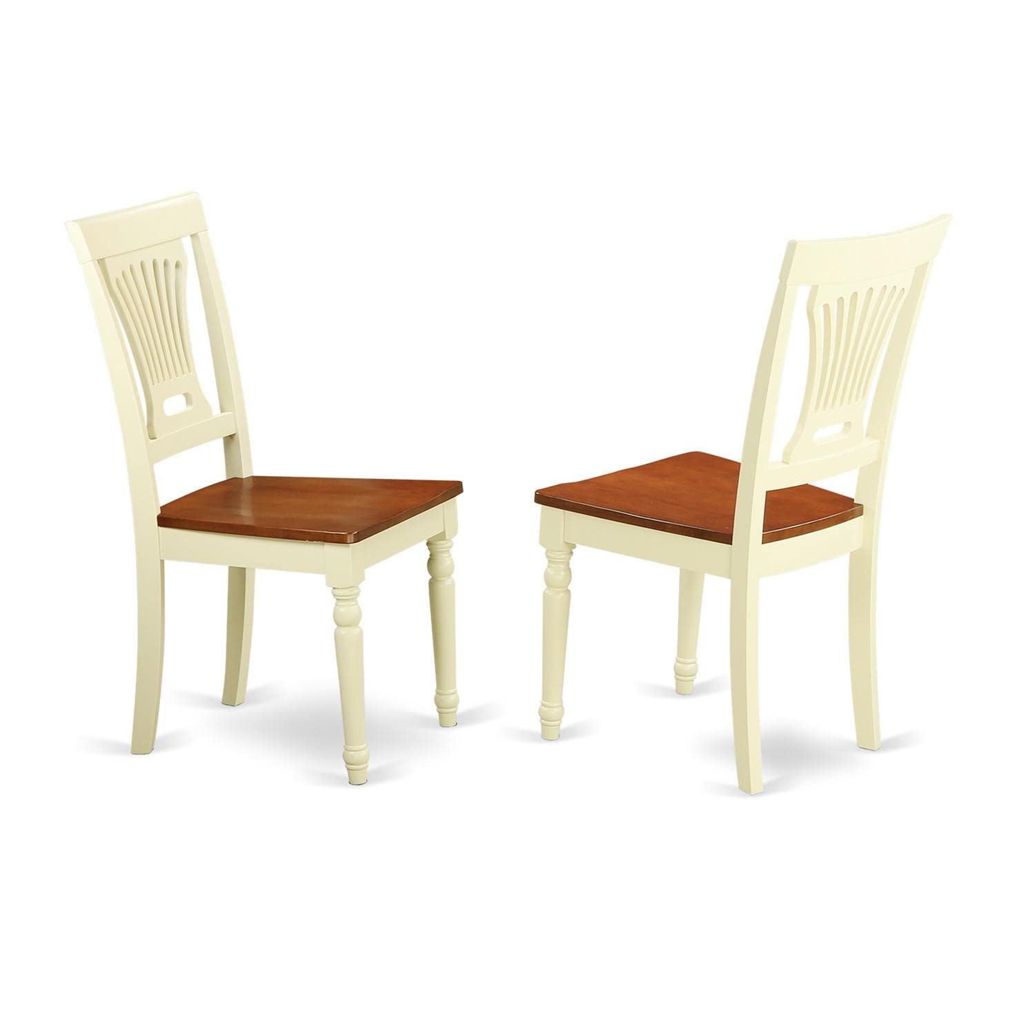 East West Furniture DLPL3-BMK-W 3-Piece Round Drop Leaf Kitchen Table Set with 2 Chairs - Space-Saving Dining Solution for Small Spaces, 42x42 Inch, Buttermilk & Cherry Finish - Perfect for Apartments, Breakfast Nooks & Cozy Kitchens