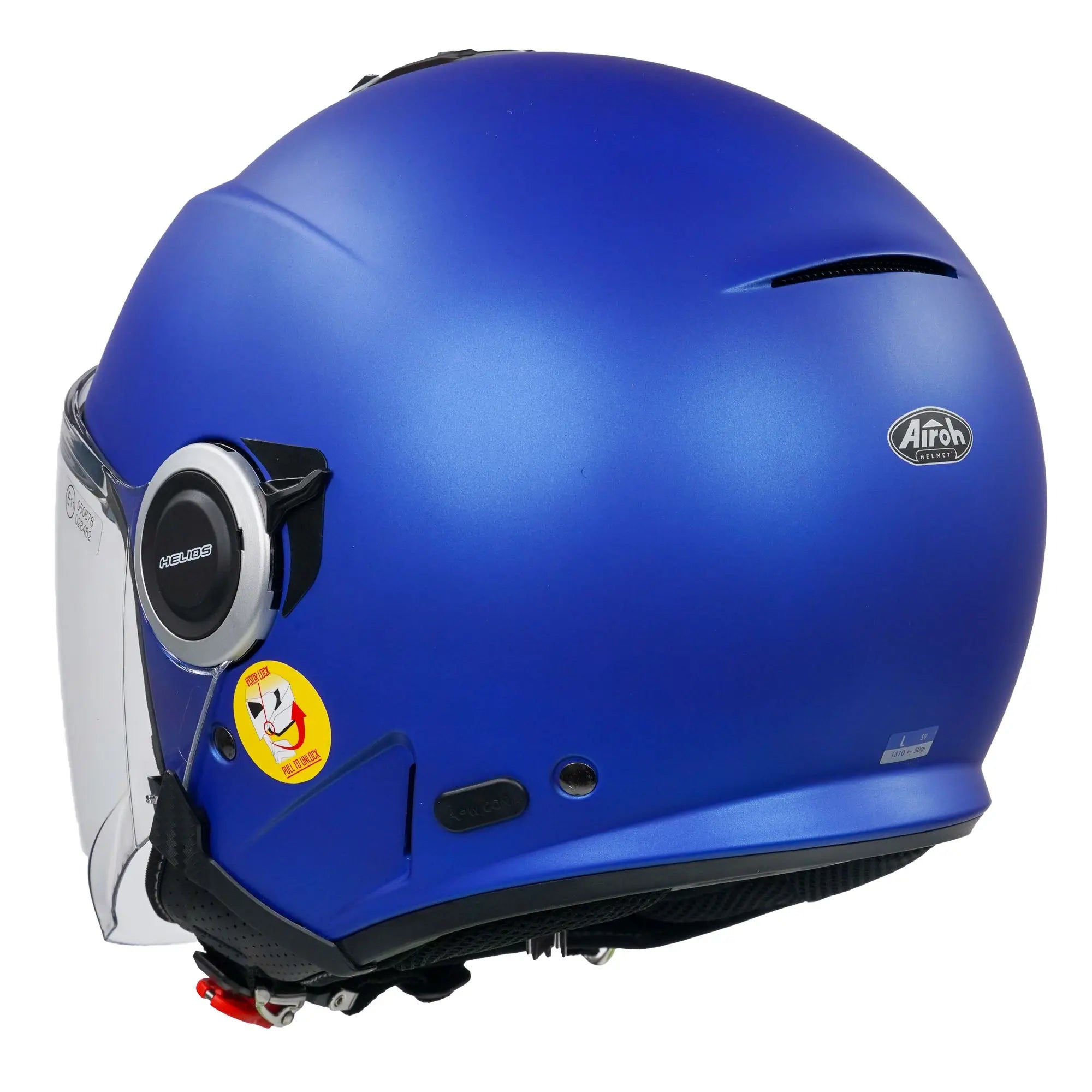 Airoh Helios Urban Jet Matt Blue Motorcycle Helmet - Lightweight, DOT Certified for Safety - Perfect for City Commuting & Urban Riding