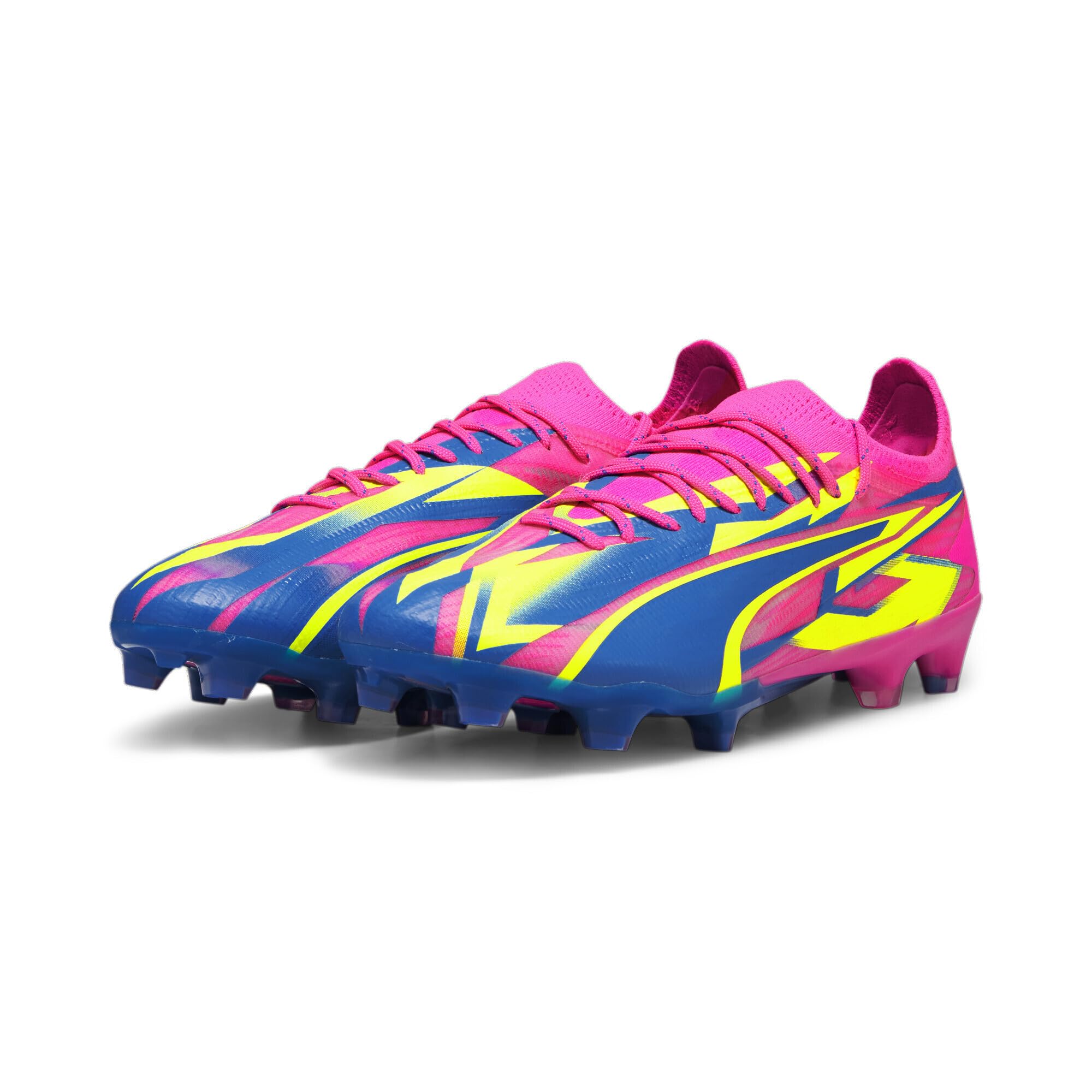 PUMA Ultra Ultimate Energy FG/AG Soccer Cleats - Size 40.5 - Luminous Pink, Ultra Blue & Yellow Alert - Lightweight Football Boots for Men - Perfect for Artificial Grass & Natural Turf Matches