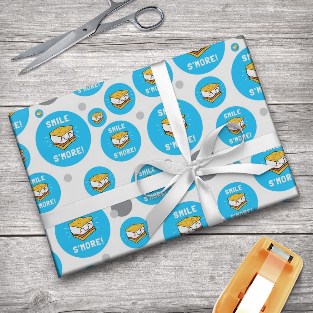Smile S'More Funny Humor Gift Wrap Paper Roll - Perfect for Birthday, Christmas & Party Presents - 24
