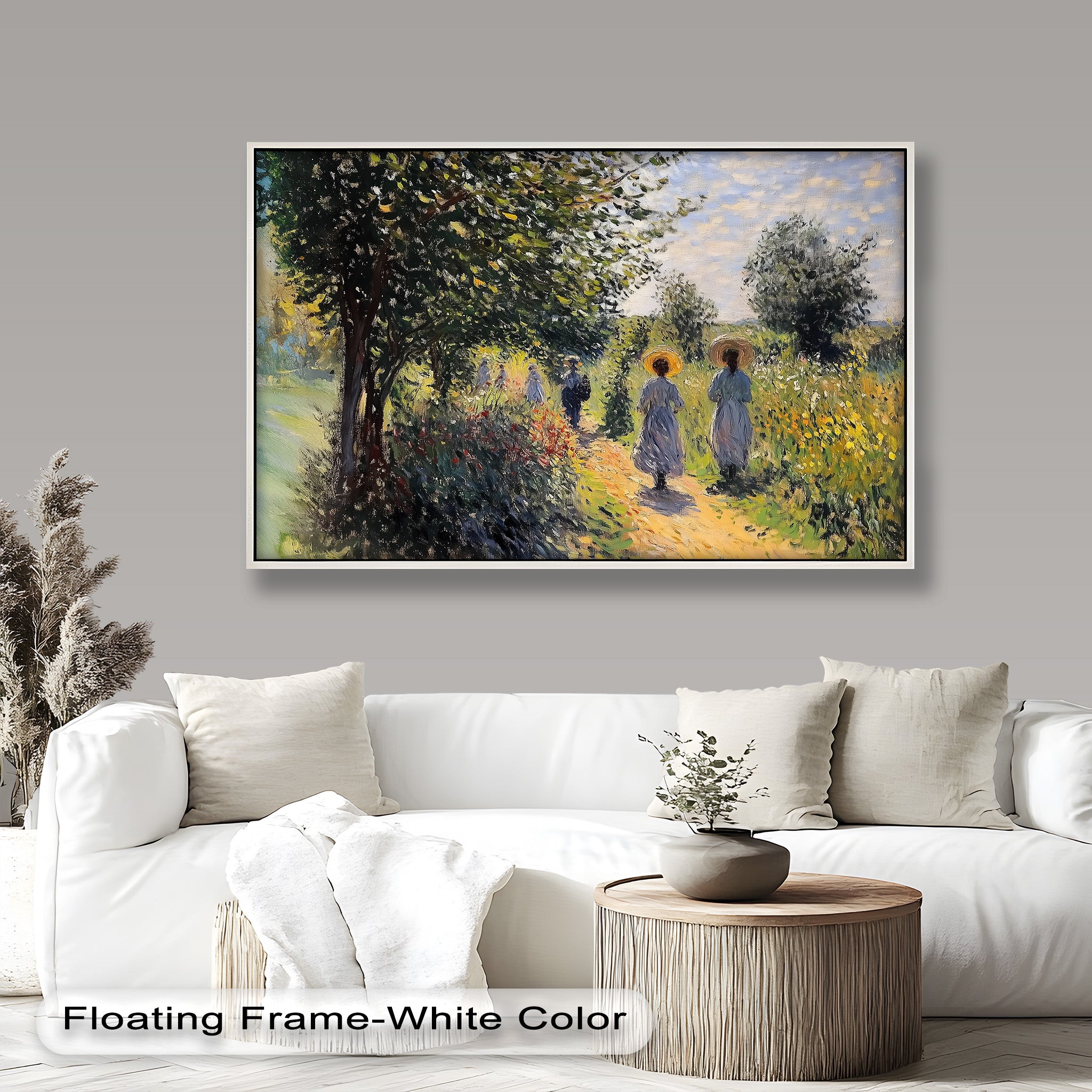 Afternoon Stroll - Sun Dappled Garden Walk Oil Painting Wall Art - Hand Painted Landscape Canvas for Living Room, Bedroom Decor - Perfect Gift for Home & Office