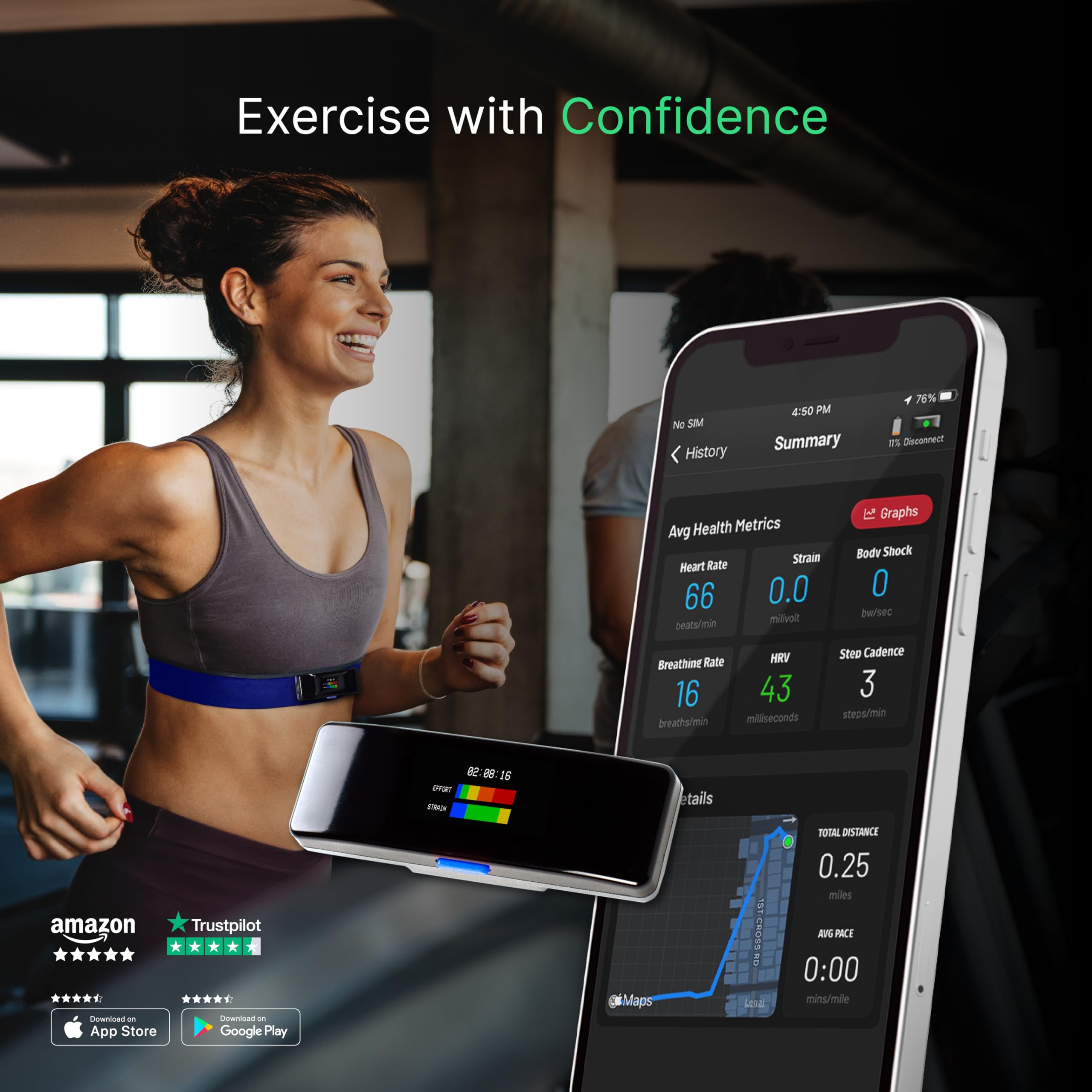 Frontier X2 Smart Heart Rate Monitor Chest Strap - Wireless ECG & Fitness Tracker with Continuous HR, Strain & Breathing Rate Monitoring - Ideal for Running, Cycling & HIIT Workouts