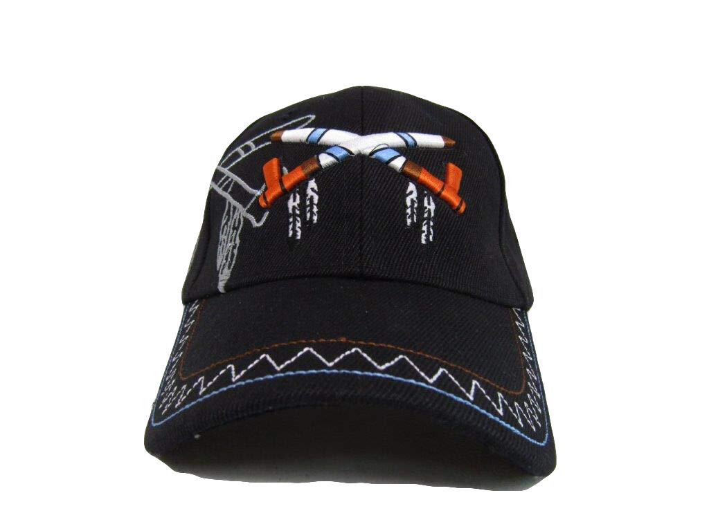 Native American Smoke Peace Pipe Embroidered Cap - Shadow Black Tribal Design Hat for Men & Women | Perfect for Powwows, Festivals, and Cultural Events