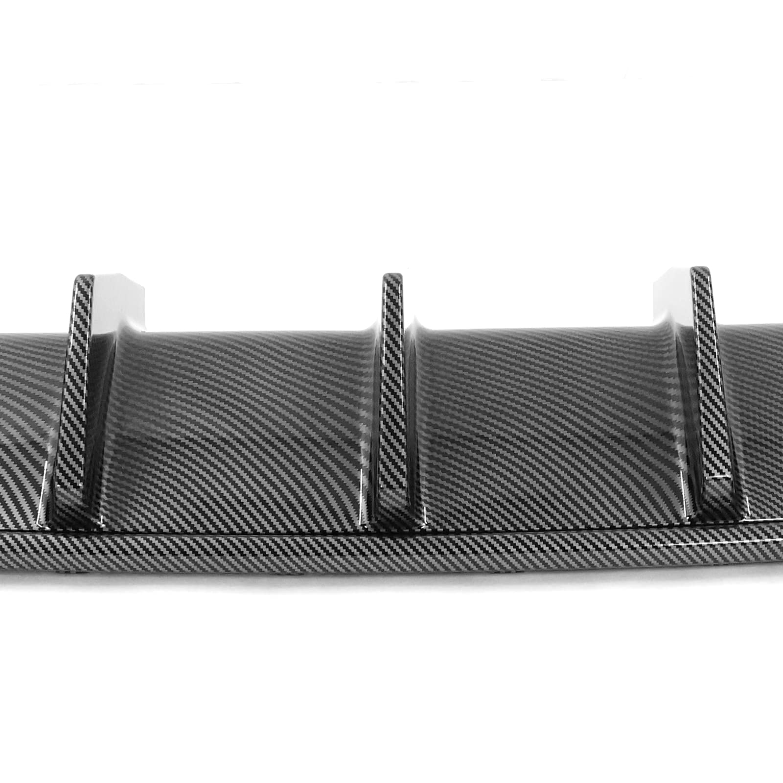 **FREEMOTOR802 Carbon Fiber Rear Bumper Diffuser Lip Shark Fins for 2015-2023 Dodge Charger Quad Exhaust - IKON V1 Style PP Material (2PCS) - Upgrade Your Ride with Sporty Look**    *(Perfect for car enthusiasts looking to enhance their Dodge Charger's rear styling with a sleek, aggressive carbon fiber design.)*