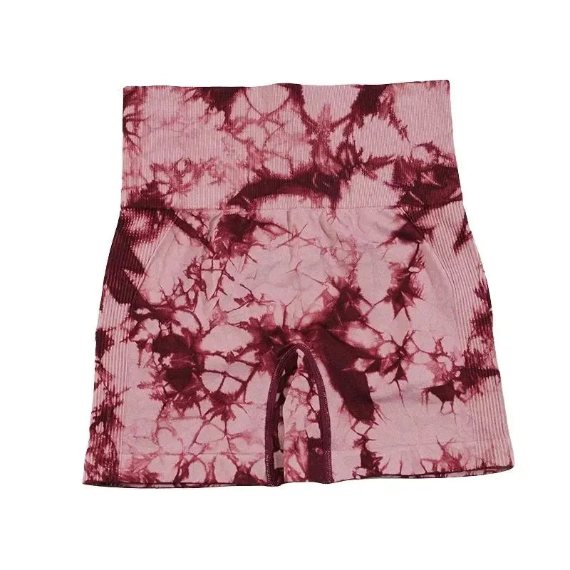 CHRLEISURE Women's Tie Dye Yoga Shorts - High Waist Seamless Workout Leggings for Yoga, Running, Cycling & Gym - Butt Lifting Athletic Shorts with Elastic Waistband - Perfect for Fitness, Lounge & Summer Activities