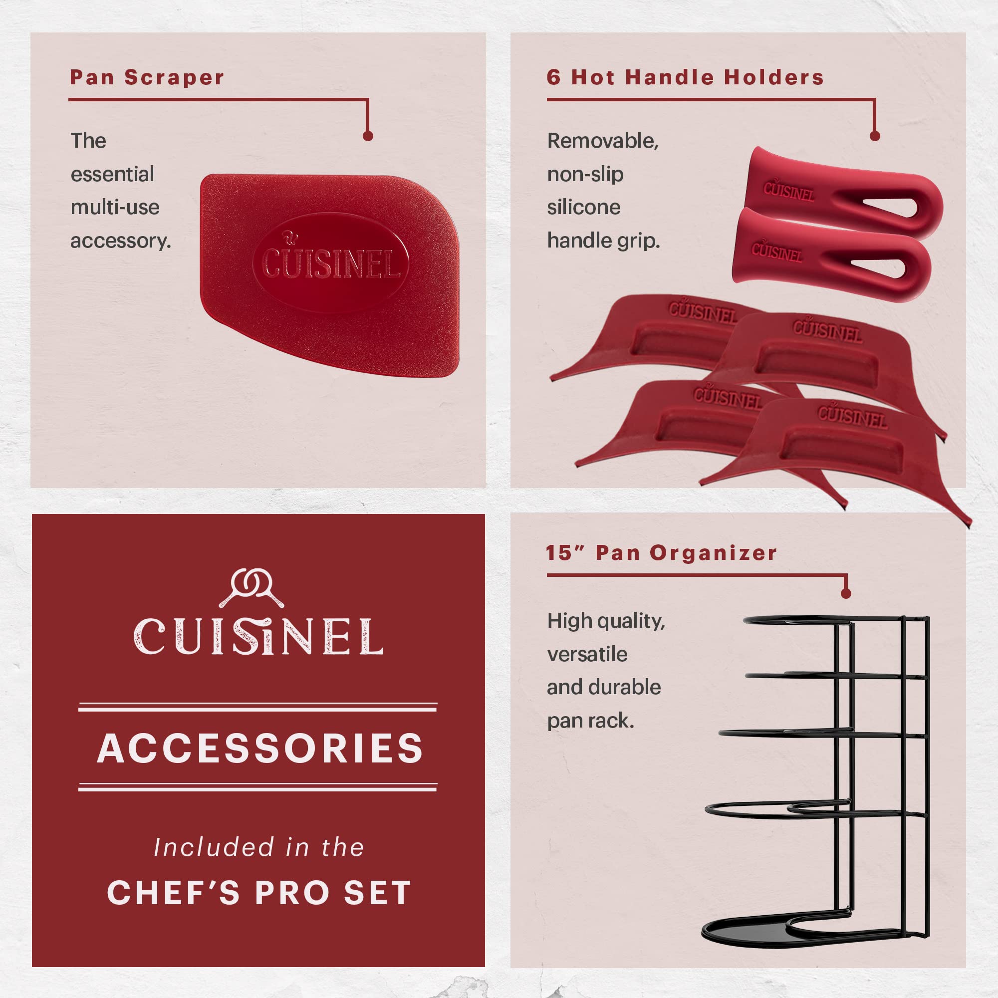 Cuisinel 18-Piece Cast Iron Cookware Set - Pre-Seasoned 10
