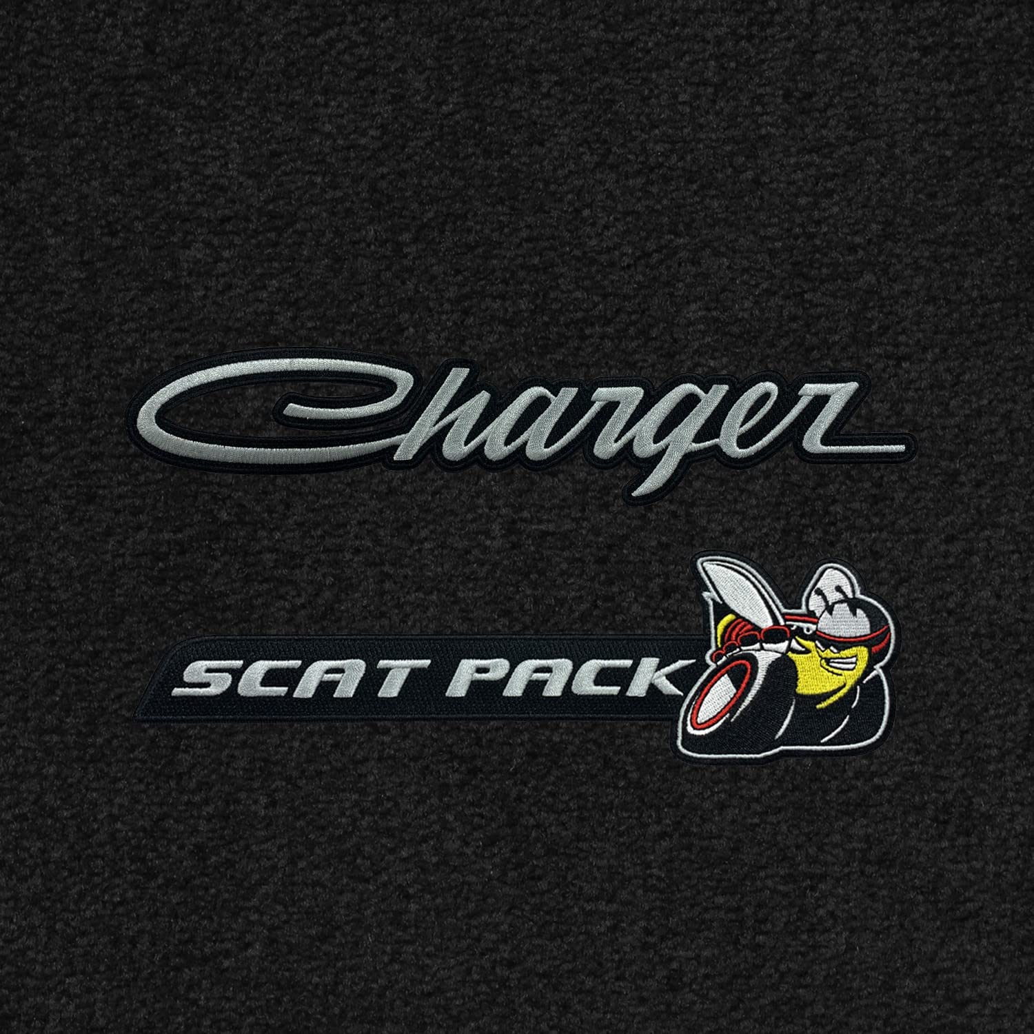 Premium Custom-Fit Carpeted Floor Mats for Dodge Charger RWD 2015-2024 | Luxury Car Floor Liners with Scat Pack Logo (4-Piece Set, Charcoal) | Perfect for Daily Commuting & Road Trips
