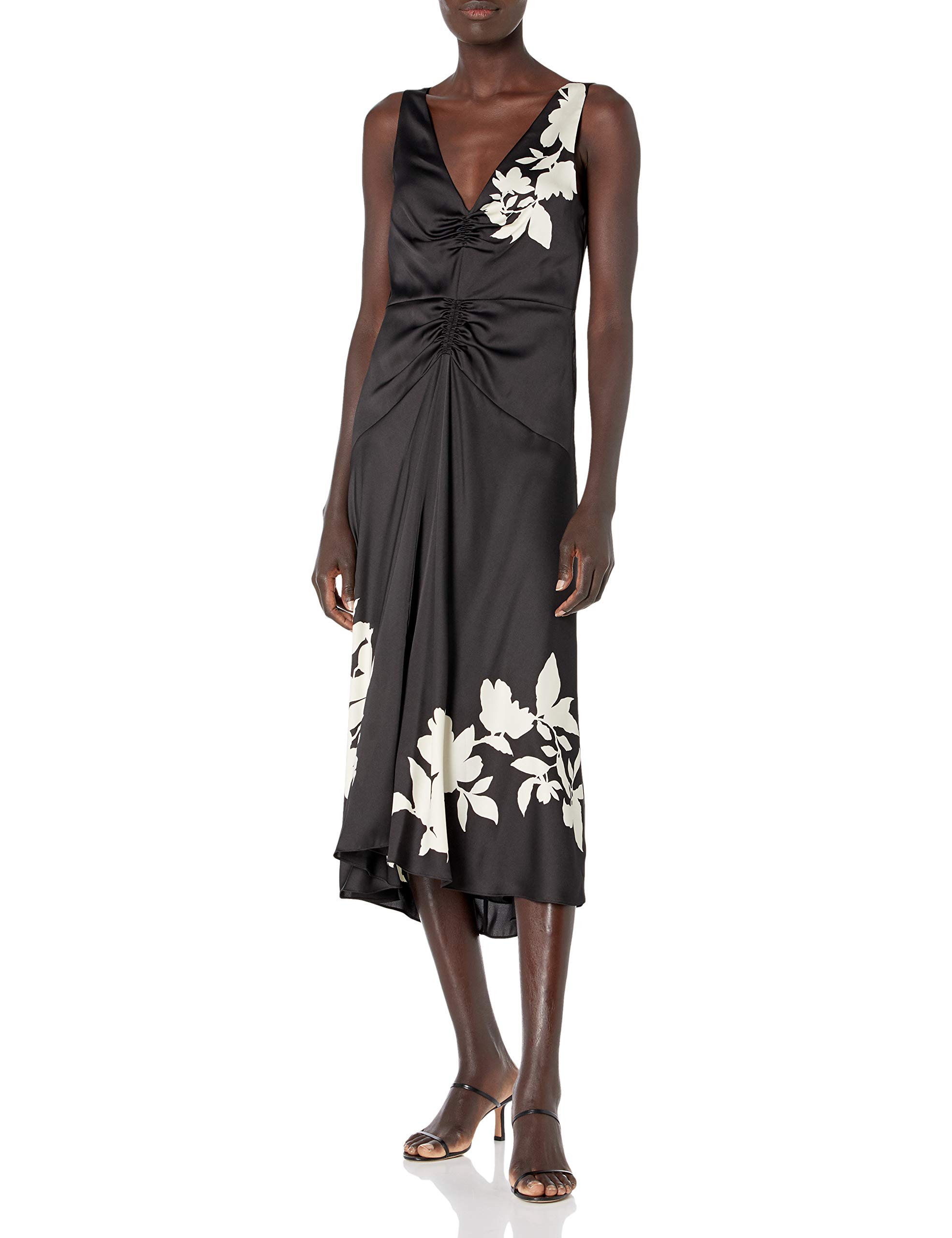 Vince Women's Floral Print Ruched V-Neck Bodycon Dress - Elegant Cocktail Party & Summer Wedding Guest Outfit