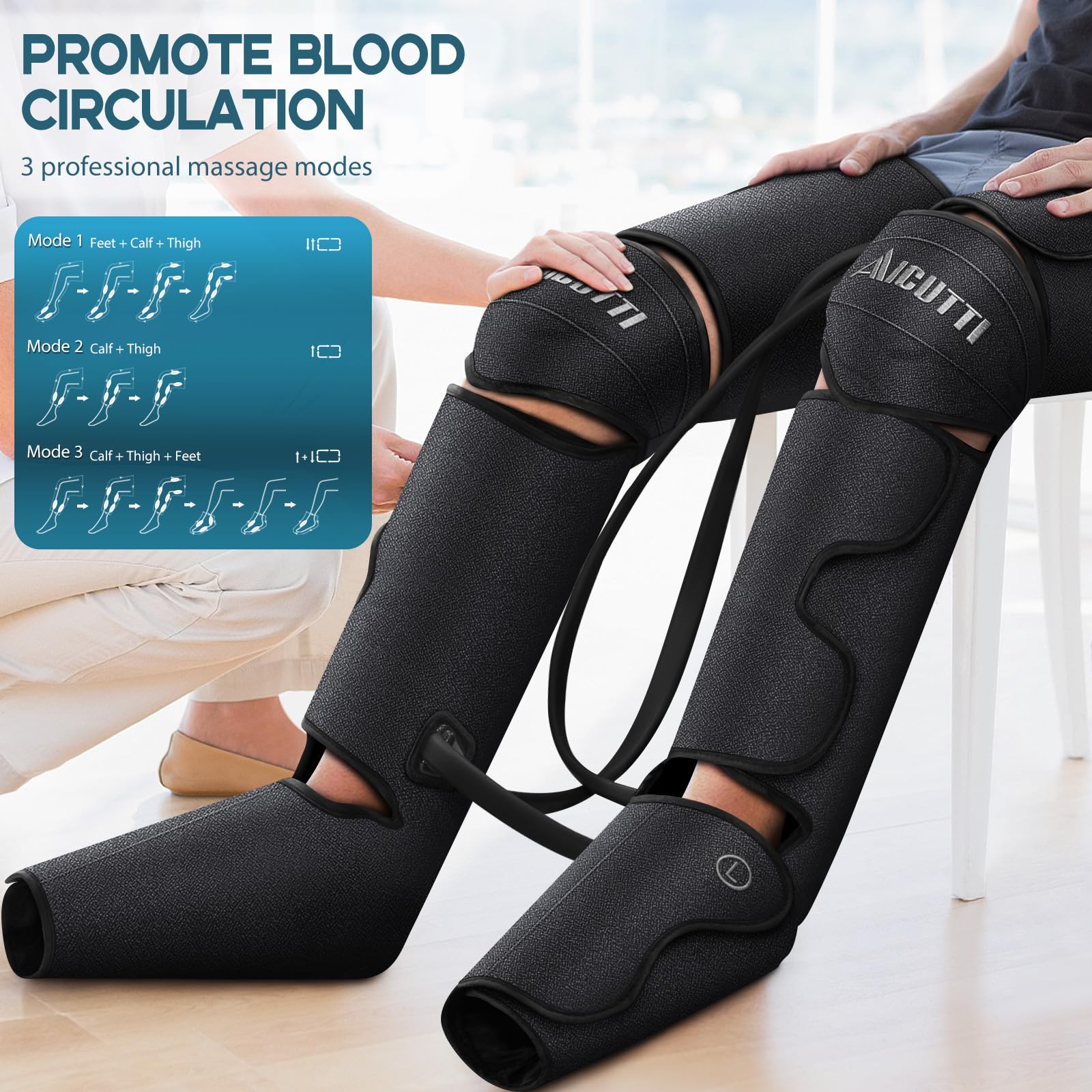 Best Air Compression Foot and Leg Massager with Heat - Perfect Christmas, Birthday, Mother's Day & Father's Day Gift for Women & Men - Relieves Swelling, Edema & Pain - Ideal for Home, Office & Post-Workout Recovery