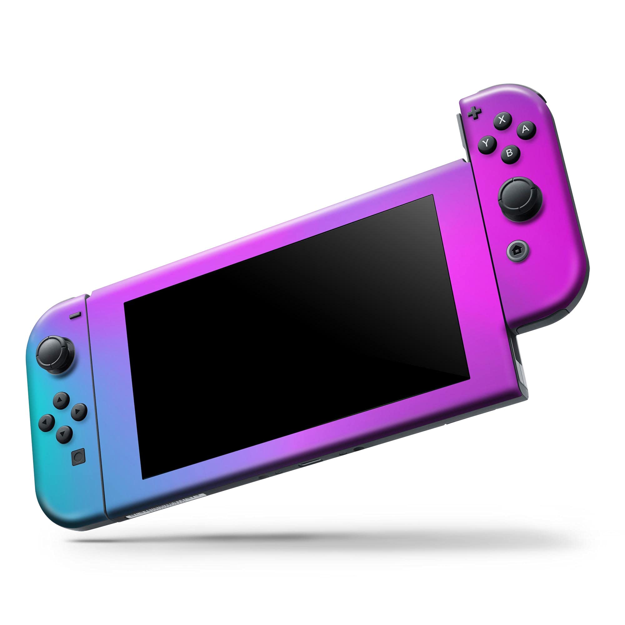 Nintendo Switch Console & Joy-Con Skin Decal - Neon Holographic V1 Protective Cover - Scratch-Resistant, Removable Vinyl Wrap - Perfect for Gaming Protection & Customization
