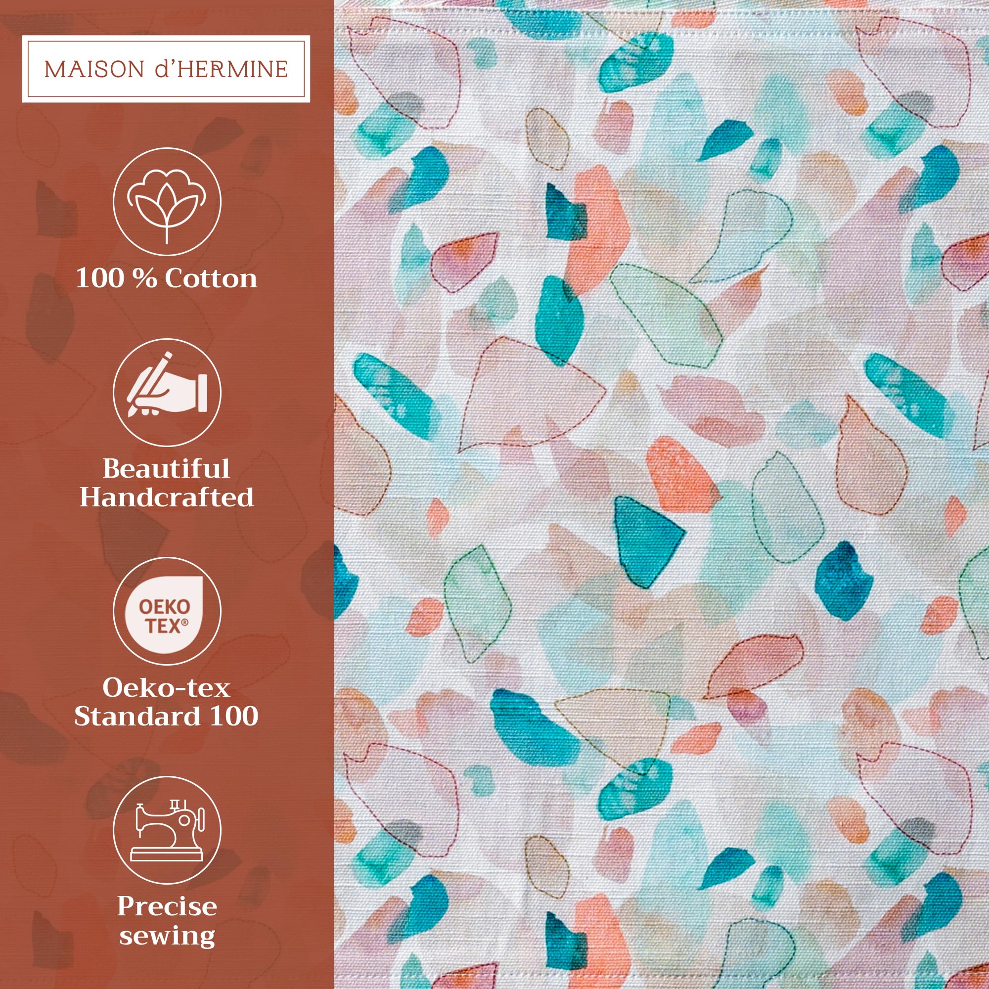 Hermine Cotton Placemats Set of 4 - 100% Washable Cloth Placemats for Dining Table, 13