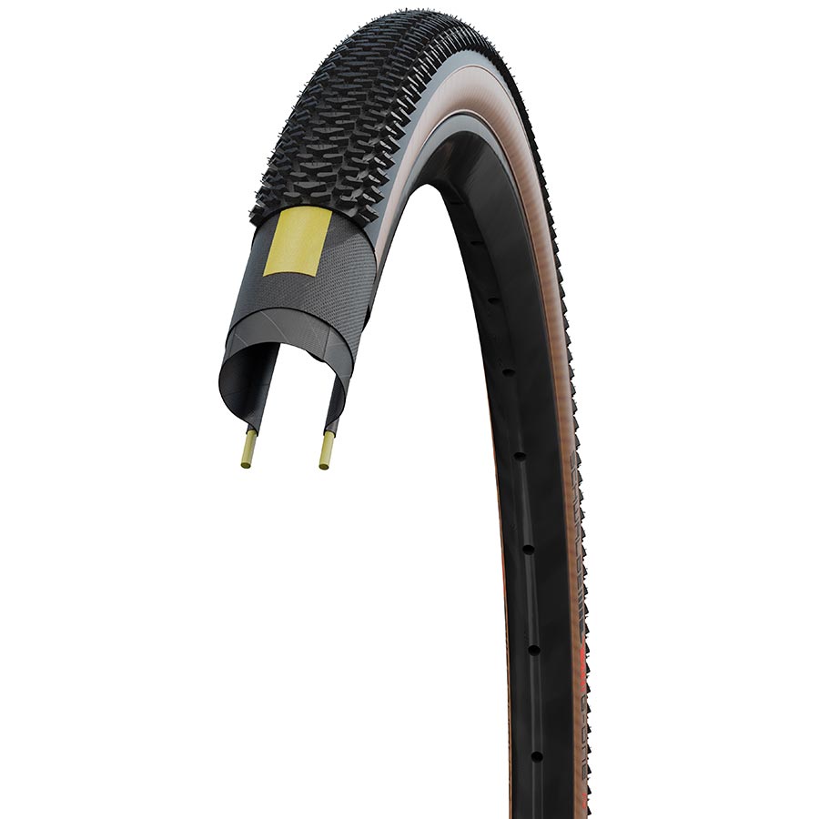 Schwalbe G-One R Pro Folding Tubeless Ready Bike Tire - Addix Race Compound with V-Guard Protection for Gravel & Road Cycling