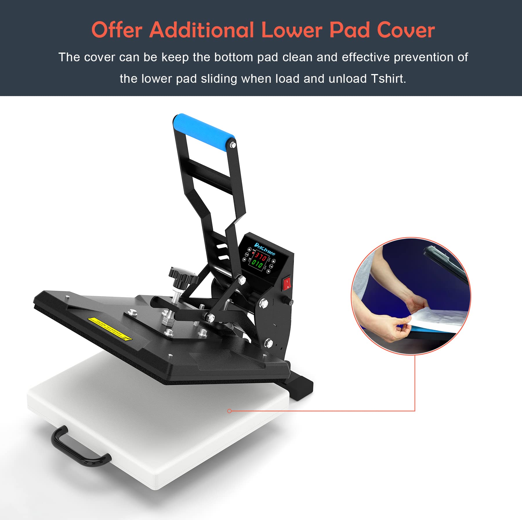 Delclynee 15x15 Inch Heat Press Machine for T-Shirts - Industrial Digital Sublimation Printer for Heat Transfer Vinyl - Perfect for DIY T-Shirt Printing, Custom Apparel & Small Business Production