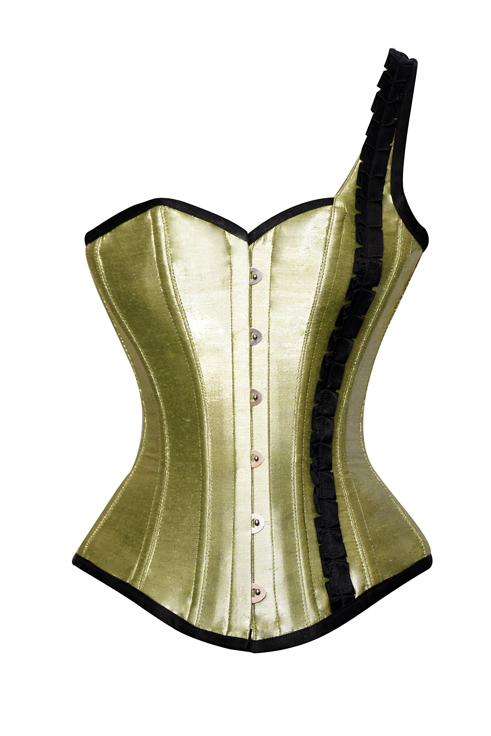 Green Silk Overbust Corset - Halloween Costume, Prom Dress, Burlesque Waist Trainer for Women | Perfect for Cosplay, Themed Parties & Vintage Fashion