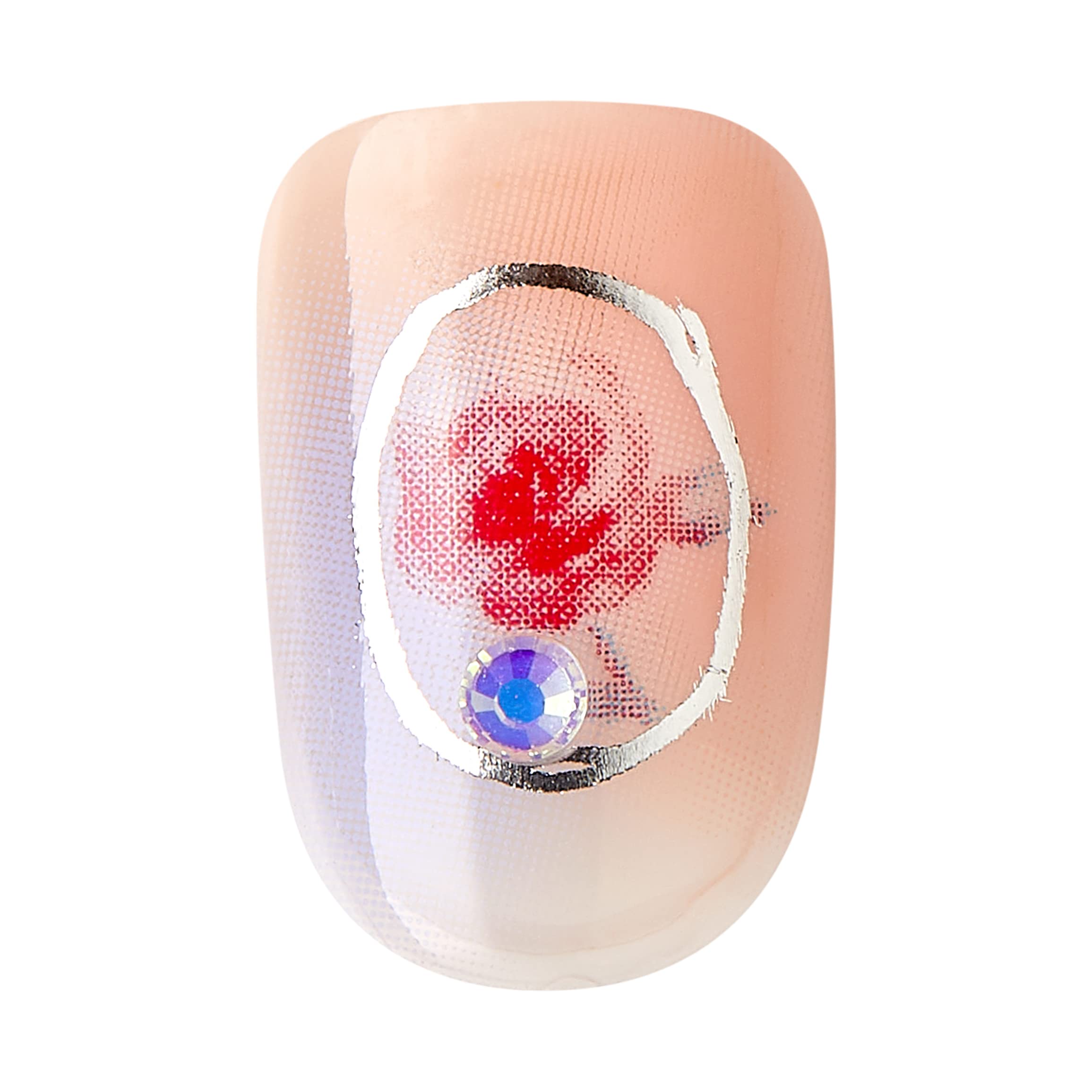 KISS LoveShackFancy x imPRESS Press-On Nails Limited Edition - Sunkissed Peach Short Square Fake Nails Kit with Prep Pad, Nail File & Cuticle Stick (30 Nails) | Perfect for Weddings, Parties & Everyday Glam
