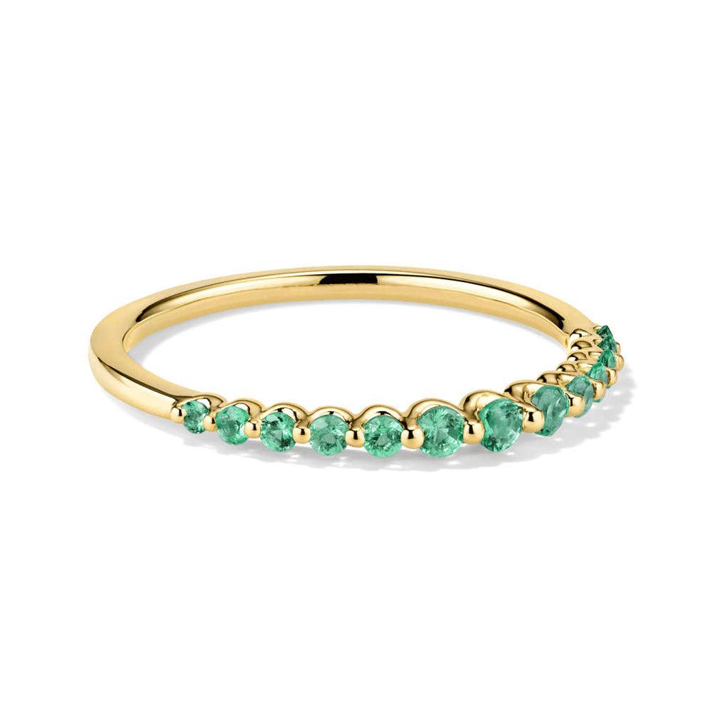 Lab Grown Emerald Gemstone Ring - 14K Gold Graduated Stacking Ring Set for Women | Perfect for Engagement, Anniversary & Everyday Elegance