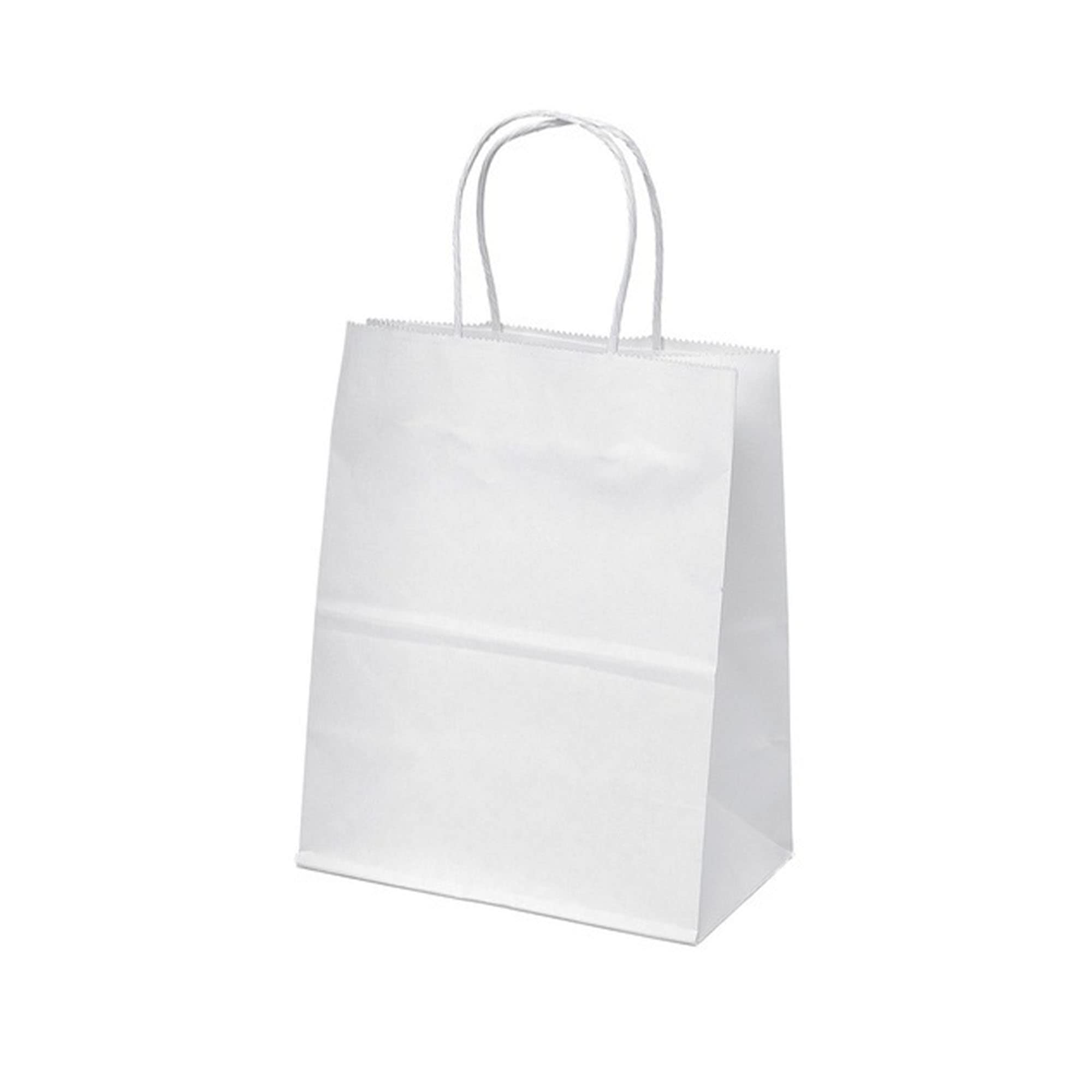 JET 8”x4”x9” Virgin Kraft Paper Gift Bags with Twisted Handles - Bulk 25 Pack (White) | Eco-Friendly Recyclable Bags for DIY Crafts, Retail Packaging, Wedding Favors & Party Gift Bags | Perfect for Business, Takeout, Grocery & Shopping