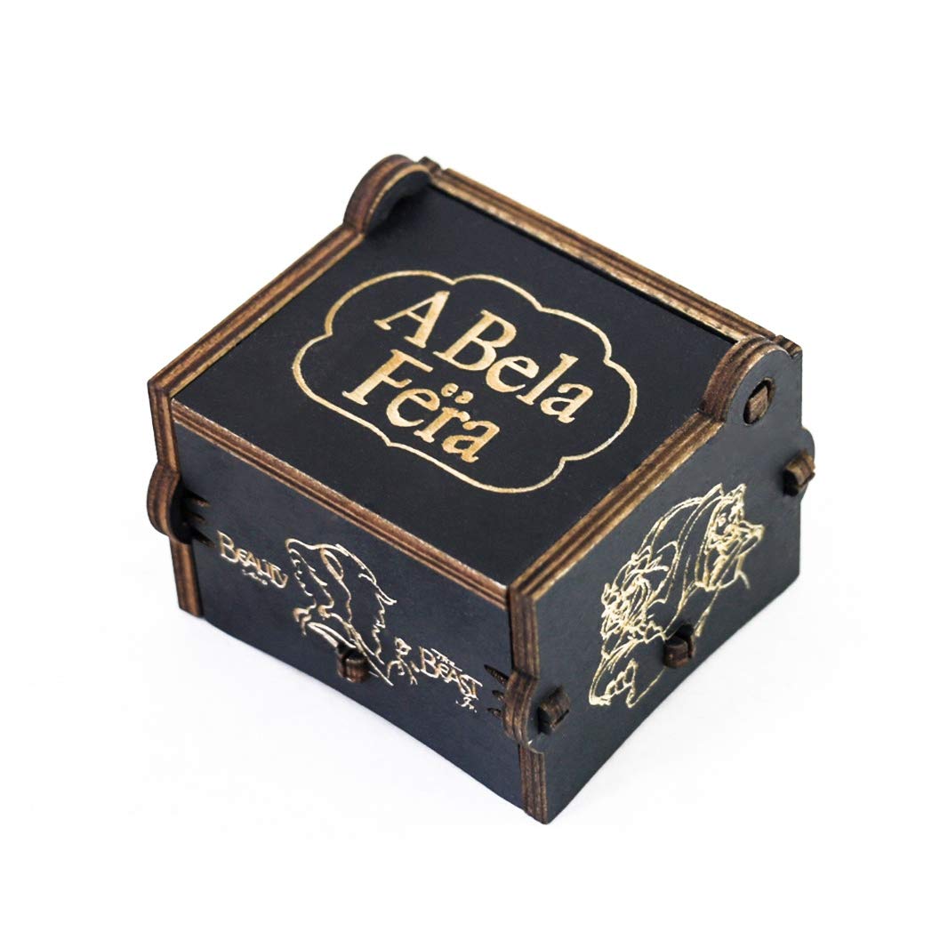 Beauty and The Beast Wooden Music Box - Hand Carved Musical Gift with Clockwork Mechanism for Christmas, Birthday, Valentine's Day - Perfect for Disney Lovers, Home Decor & Romantic Surprises