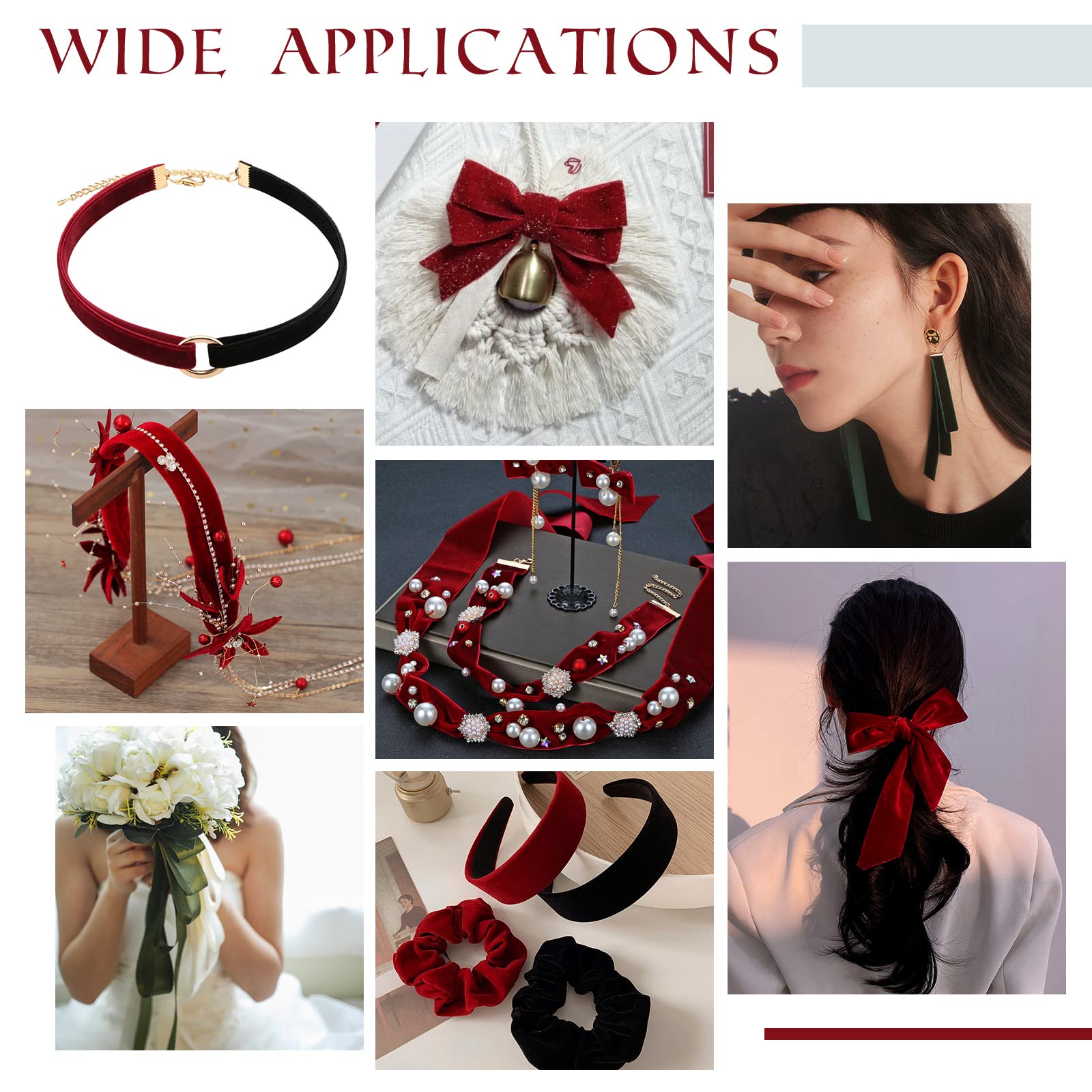 20 Yards x 1 Inch Valentine's Day Single Side Velvet Ribbon - Dark Red Satin Ribbon Roll for Wedding Decorations, Gift Wrapping, Hair Bows, Flower Arranging & DIY Home Decor - Perfect for Christmas, Crafts and Party Decorations