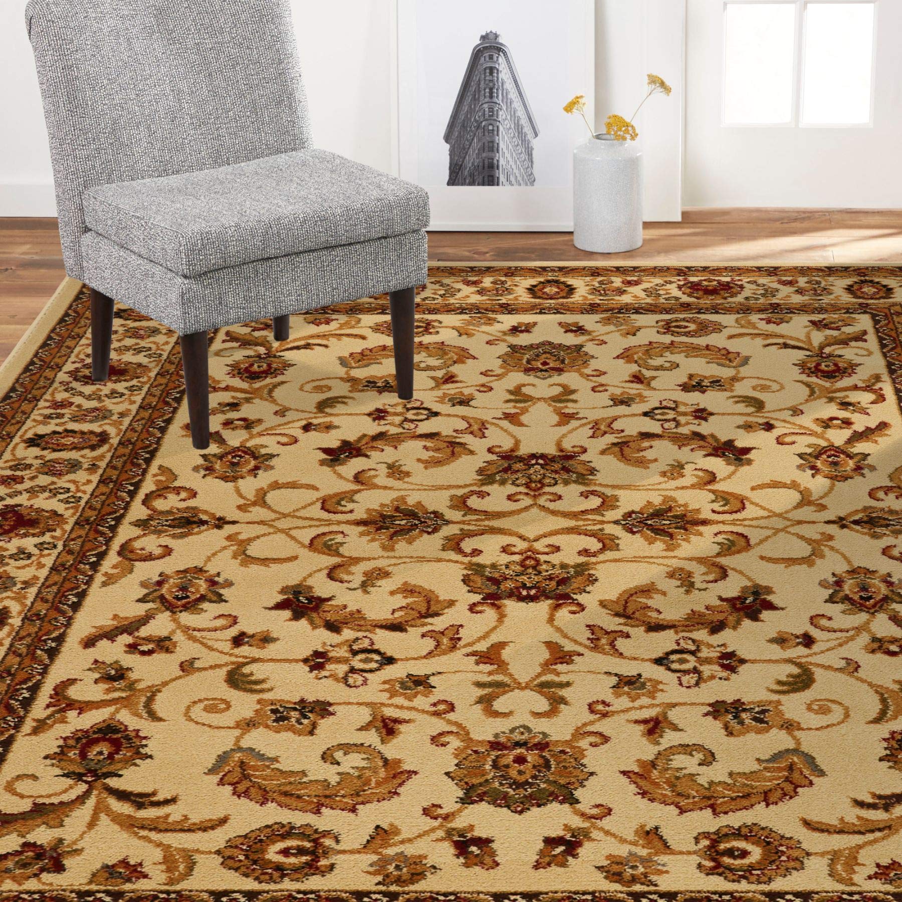 Home Dynamix Royalty Elati Area Rug 43x62 Inches Ivory - Soft Living Room Rug for Cozy Home Decor, Bedroom Carpet, Office Floor Mat